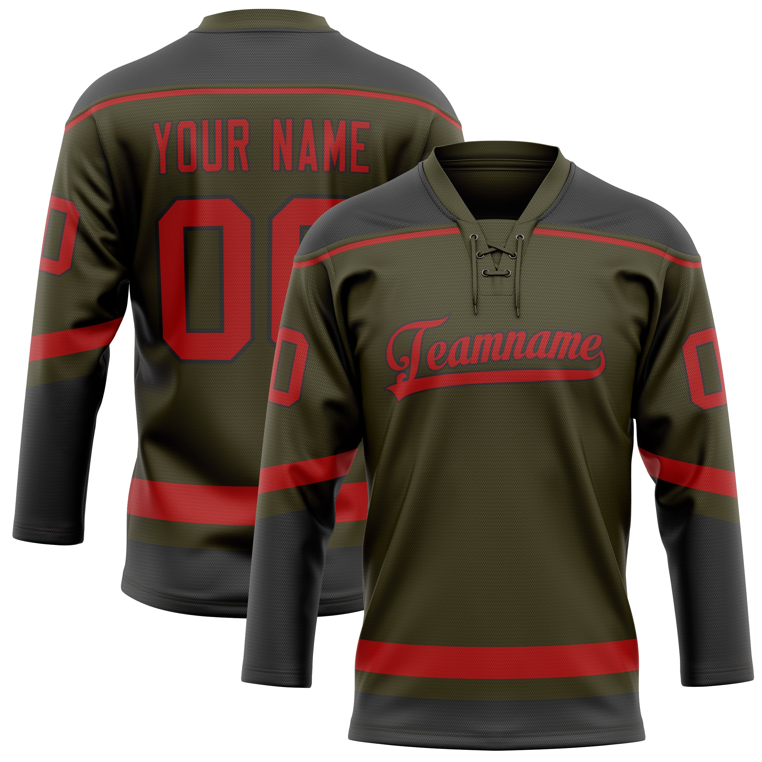Custom Olive Red Solid Colour Hockey Jersey