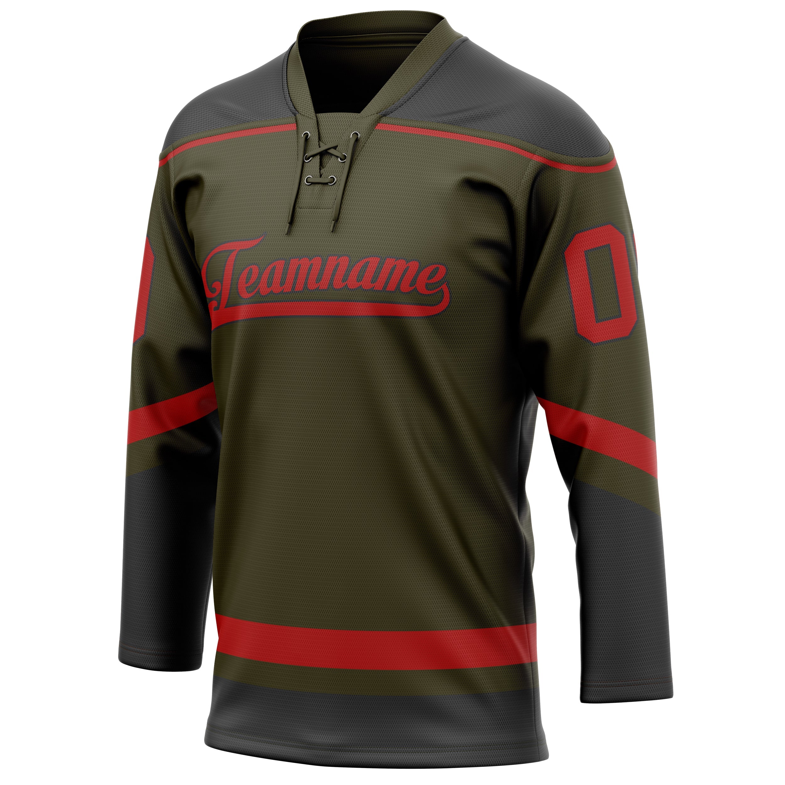 Custom Olive Red Solid Colour Hockey Jersey