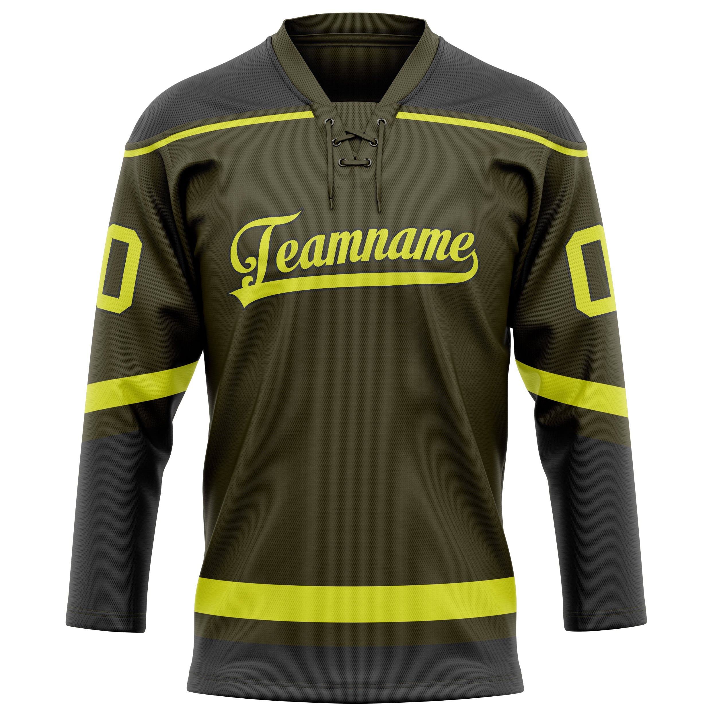 Custom Olive Neon Yellow Solid Colour Hockey Jersey