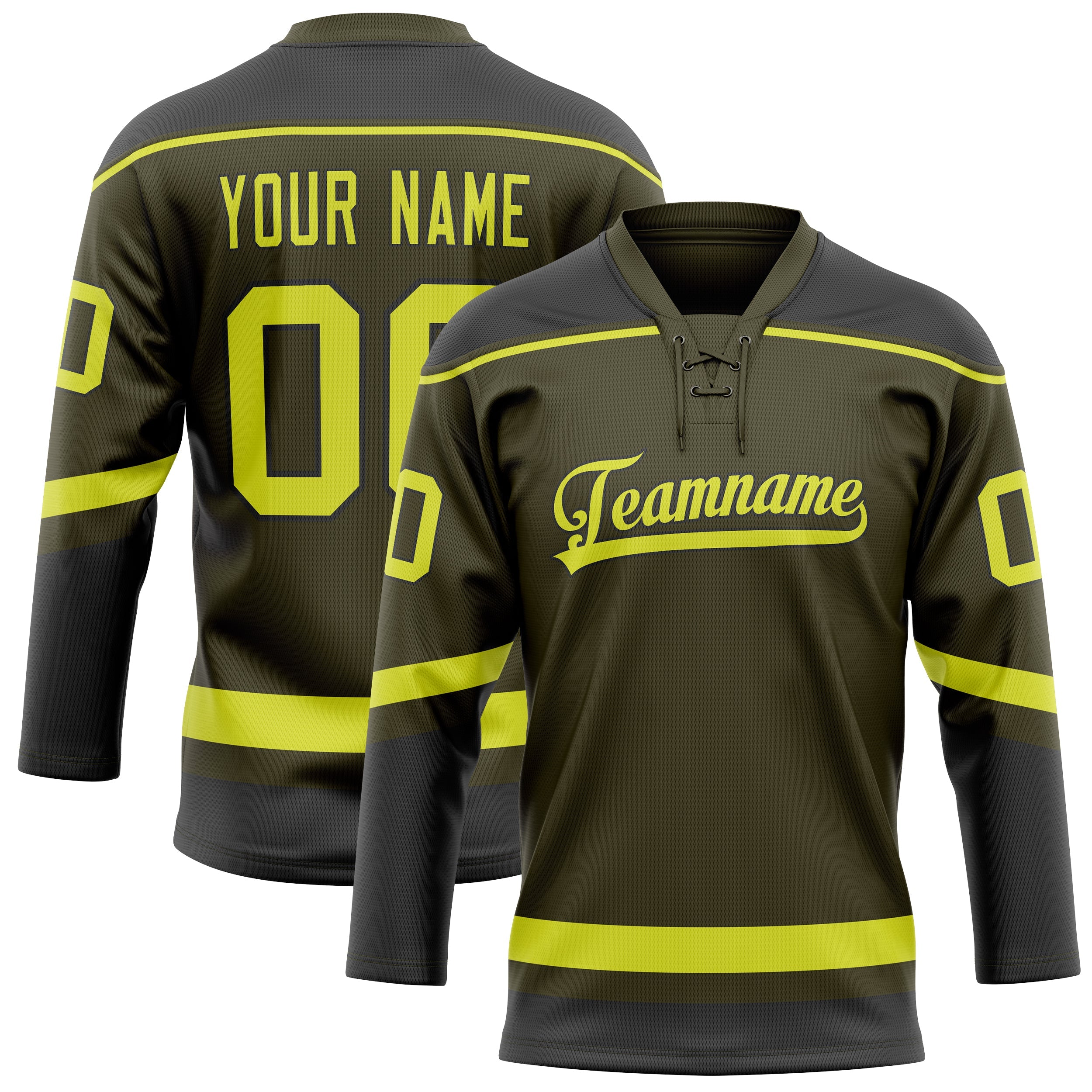 Custom Olive Neon Yellow Solid Colour Hockey Jersey
