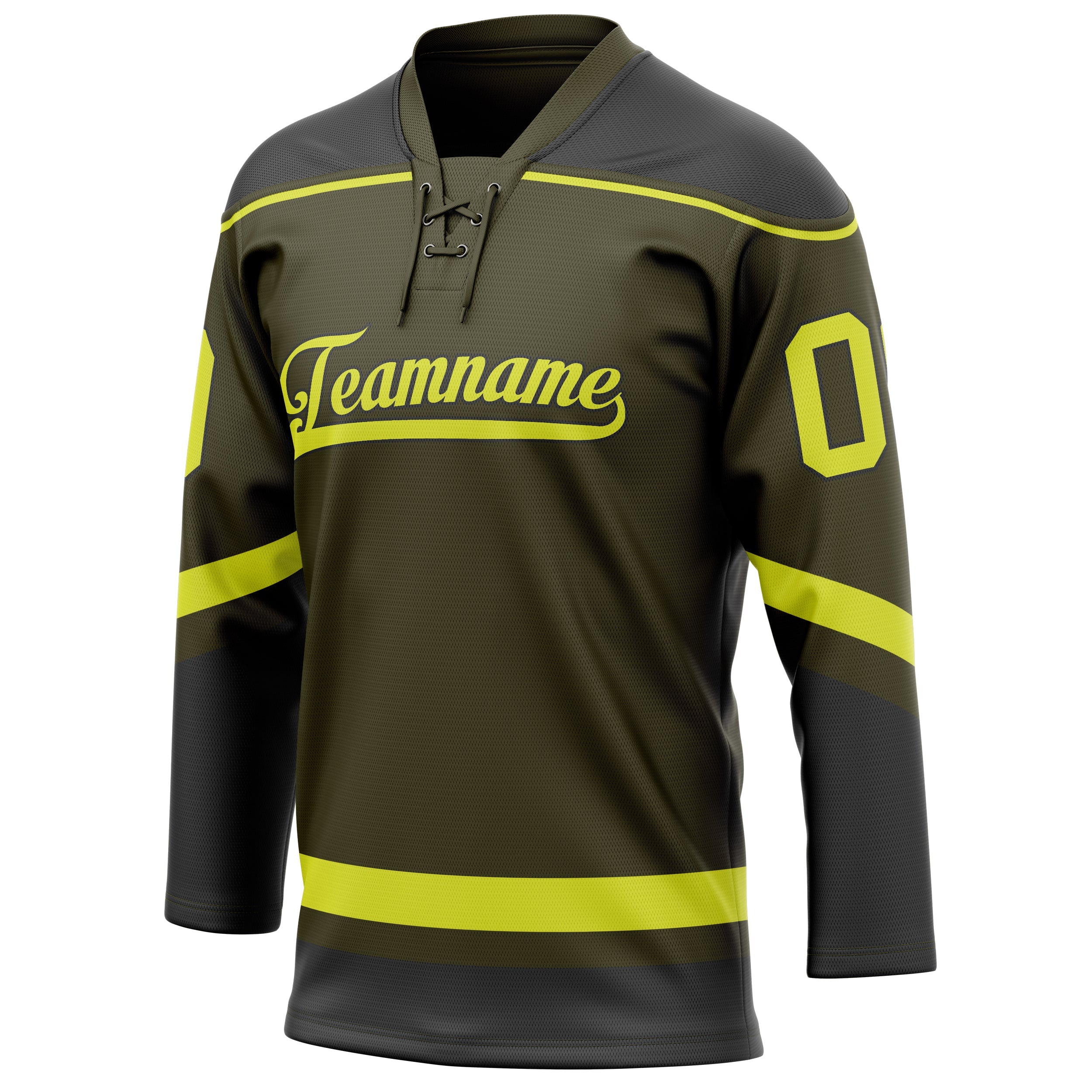 Custom Olive Neon Yellow Solid Colour Hockey Jersey