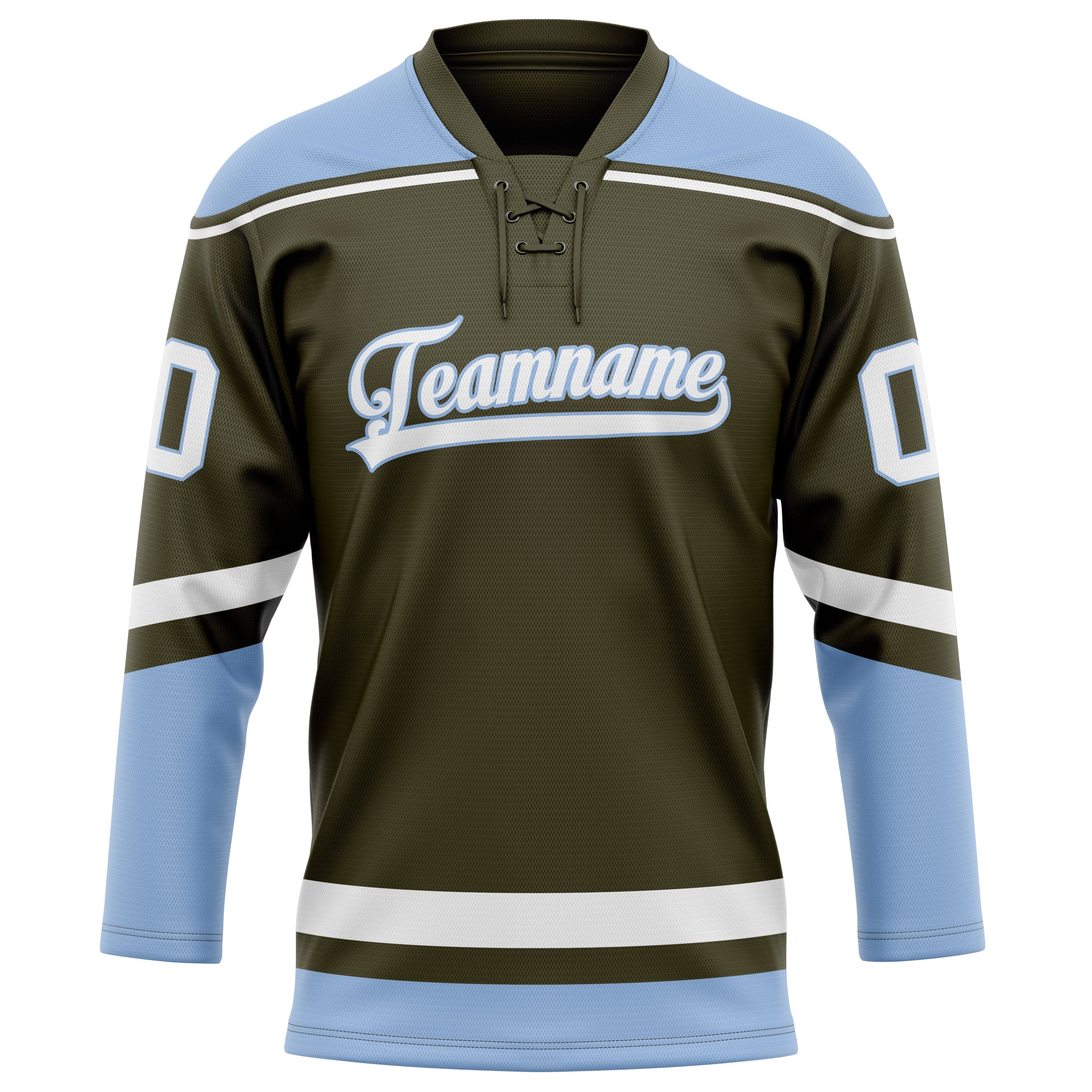Custom Olive Light Blue Solid Colour Hockey Jersey