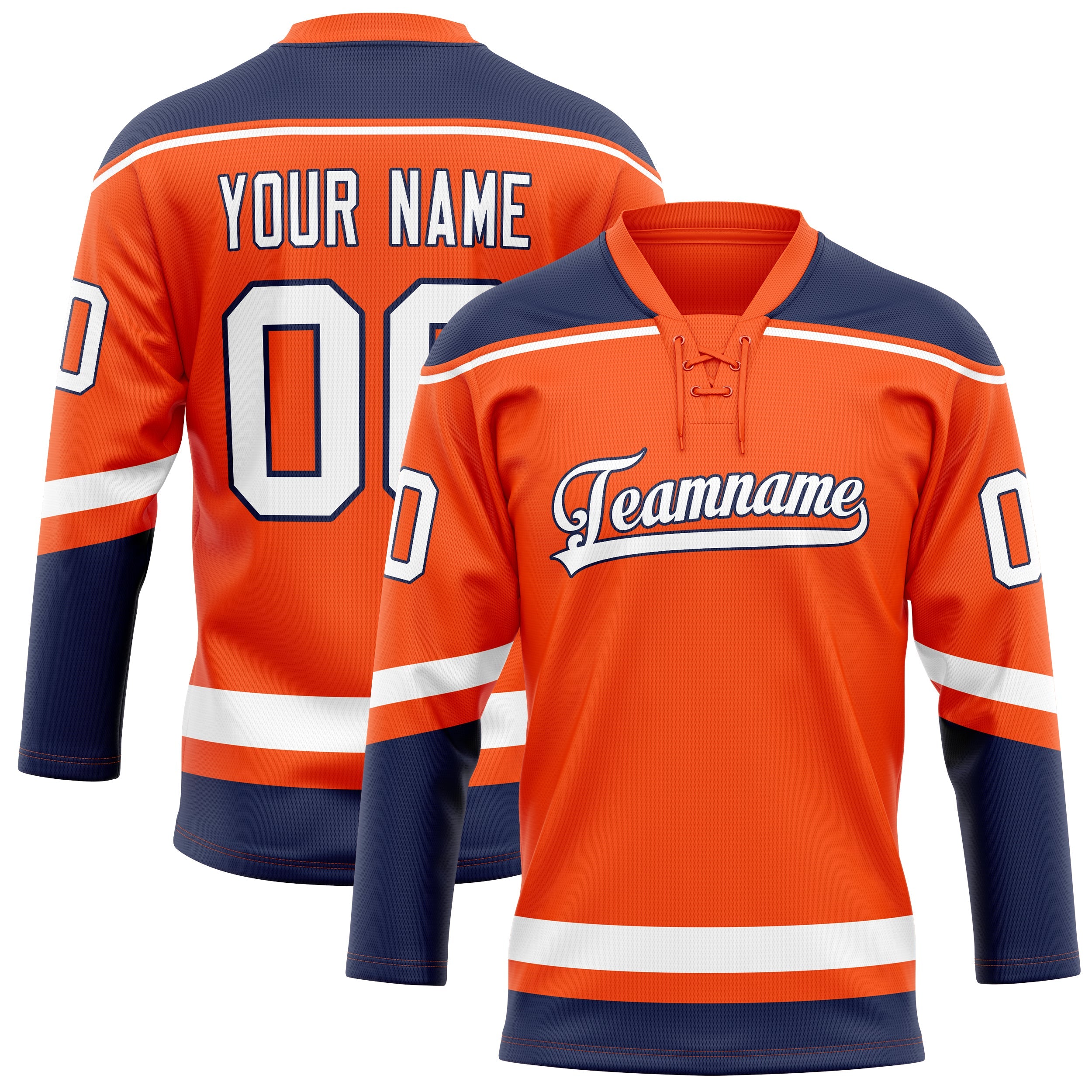 Custom Orange Navy Solid Colour Hockey Jersey
