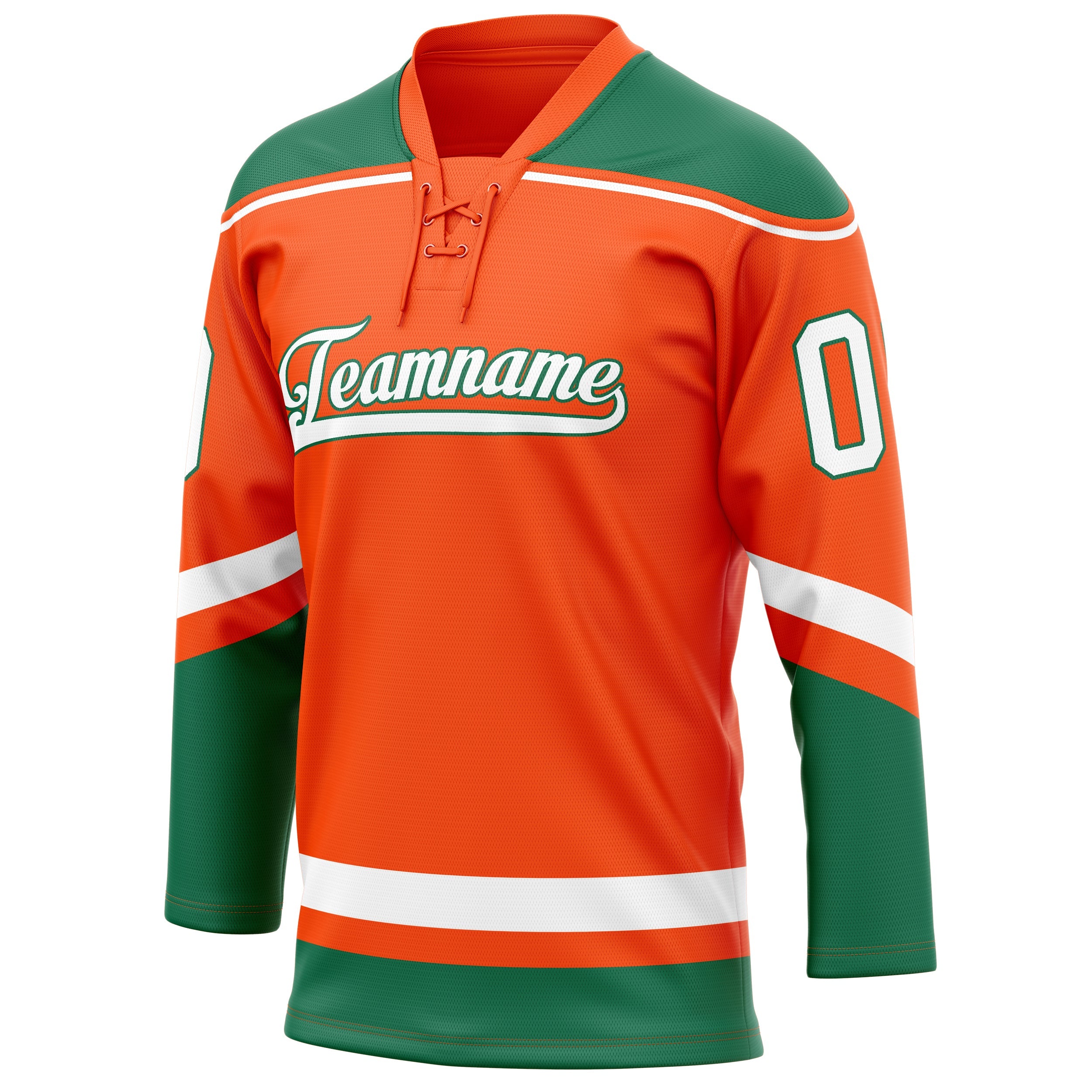 Custom Orange Kelly Green Solid Colour Hockey Jersey