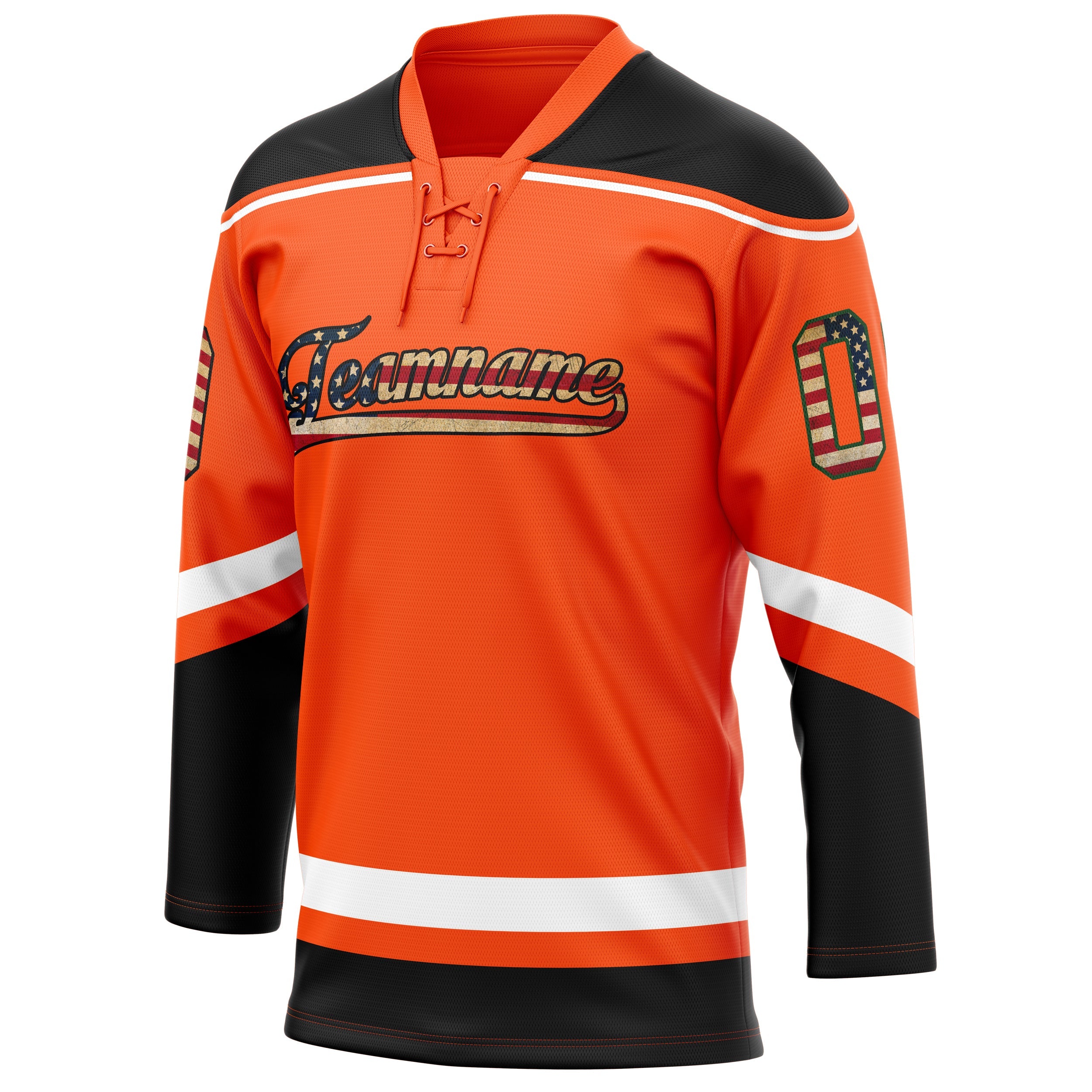 Custom Orange Black Solid Colour Hockey Jersey