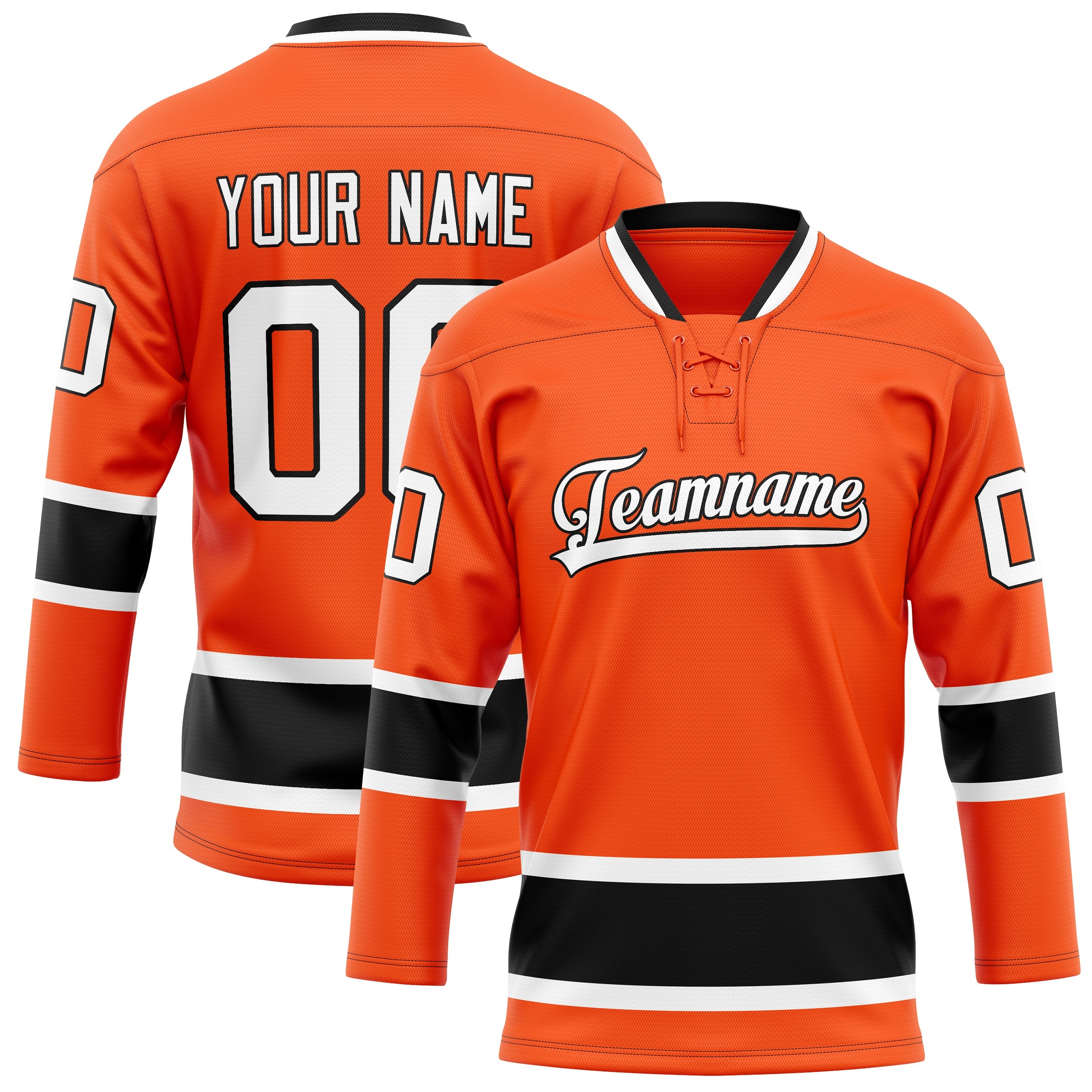 Custom Orange Black Solid Colour Hockey Jersey