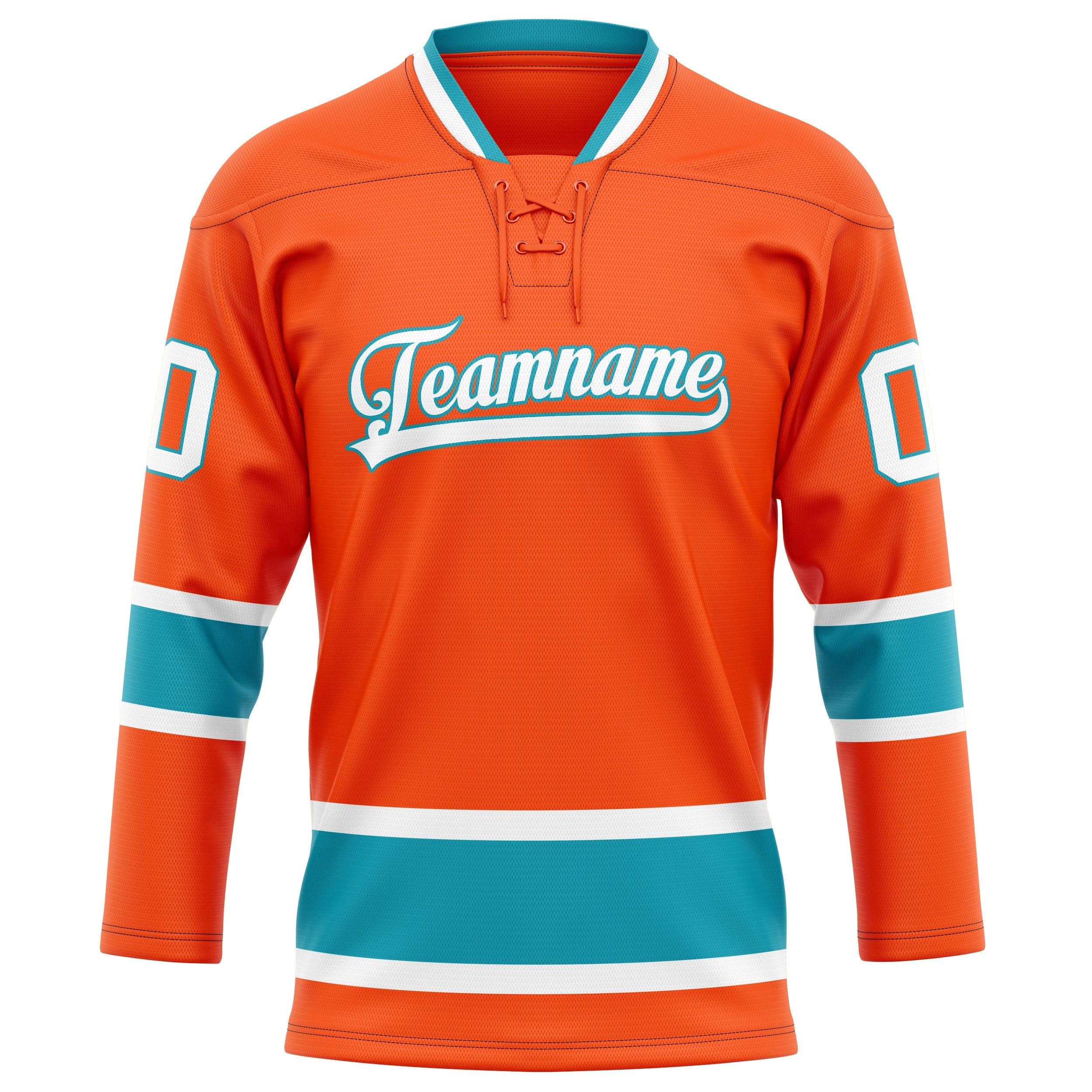 Custom Orange Teal Solid Colour Hockey Jersey
