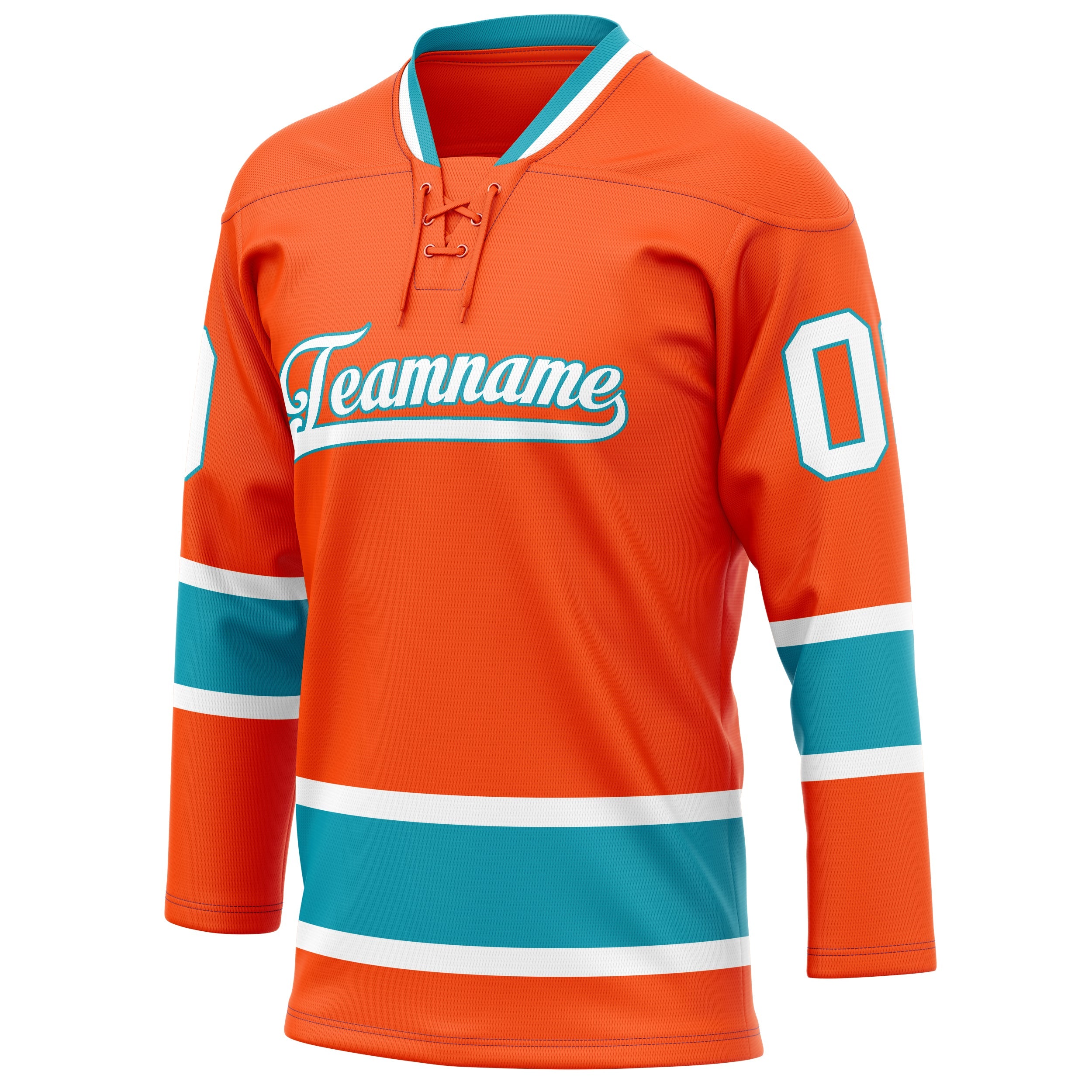 Custom Orange Teal Solid Colour Hockey Jersey