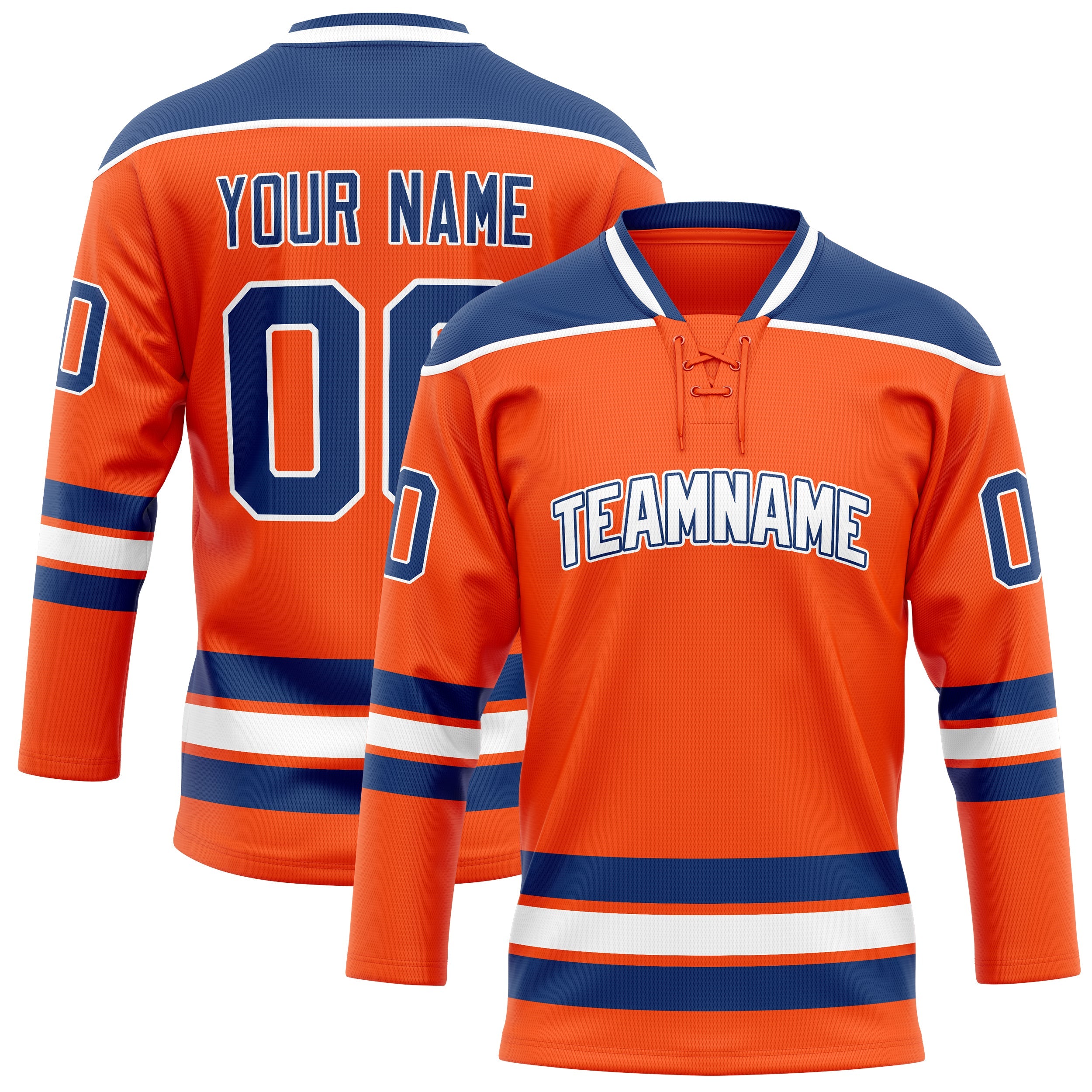 Custom Orange Navy Solid Colour Hockey Jersey