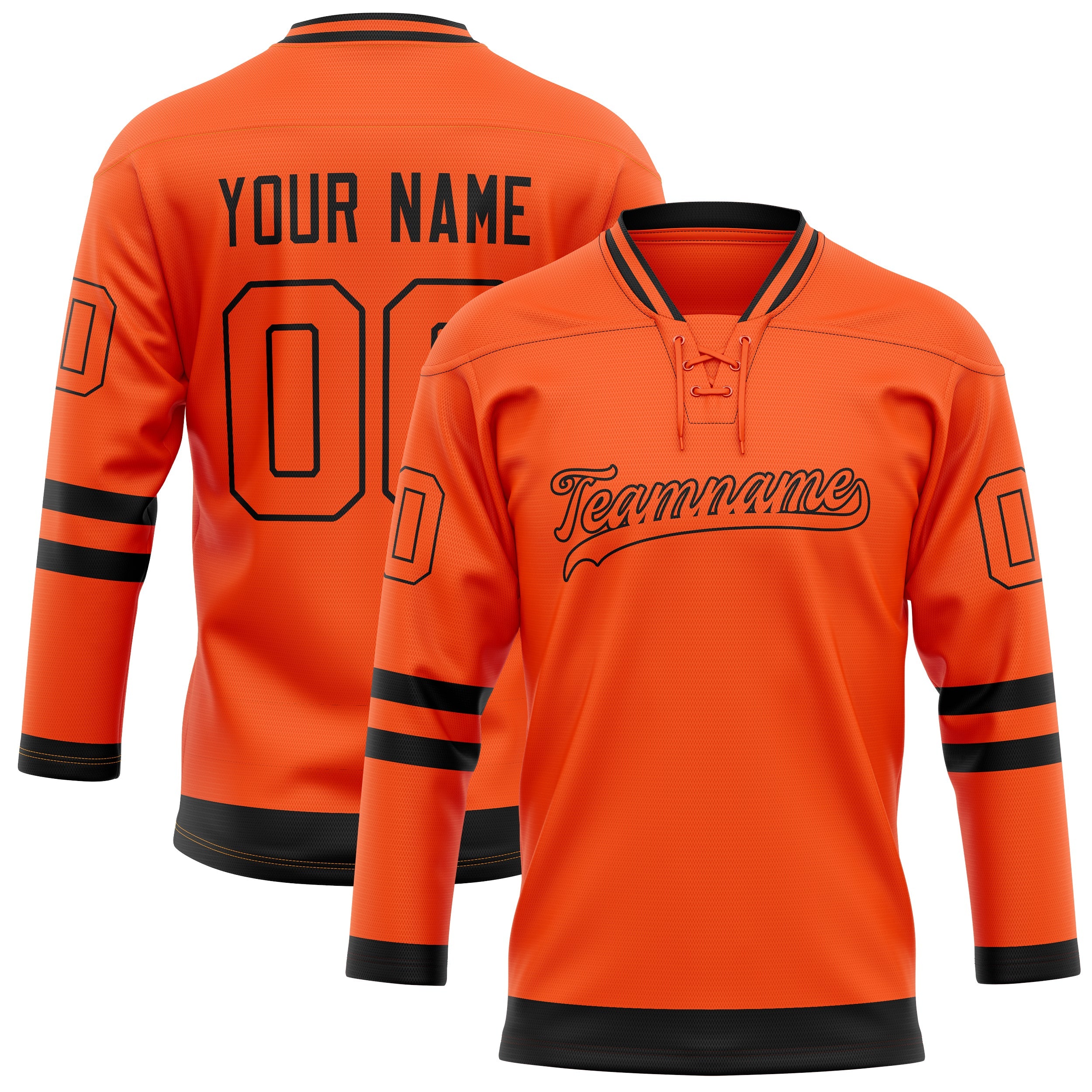 Custom Orange Black Solid Colour Hockey Jersey