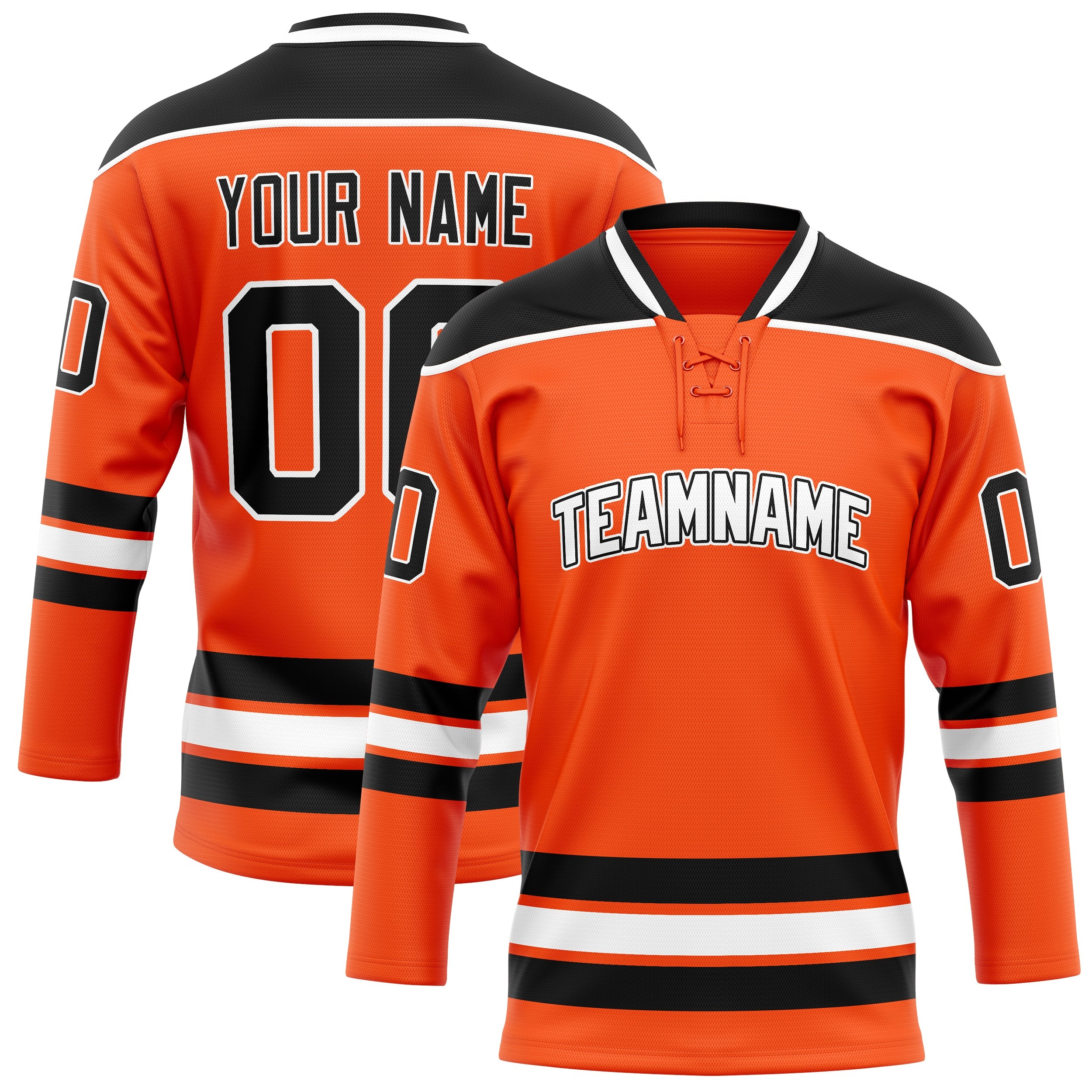 Custom Orange Black Solid Colour Hockey Jersey