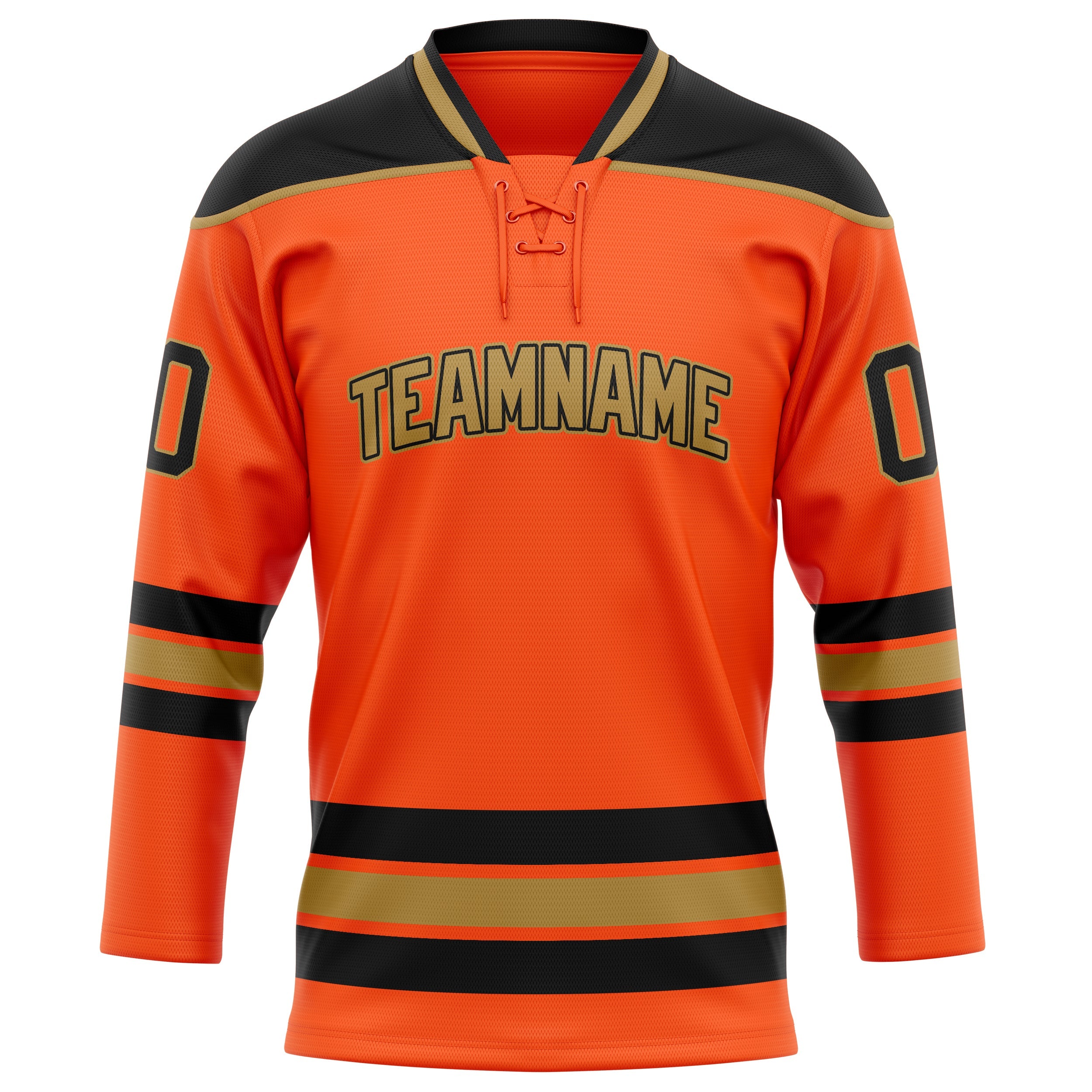 Custom Orange Black Solid Colour Hockey Jersey
