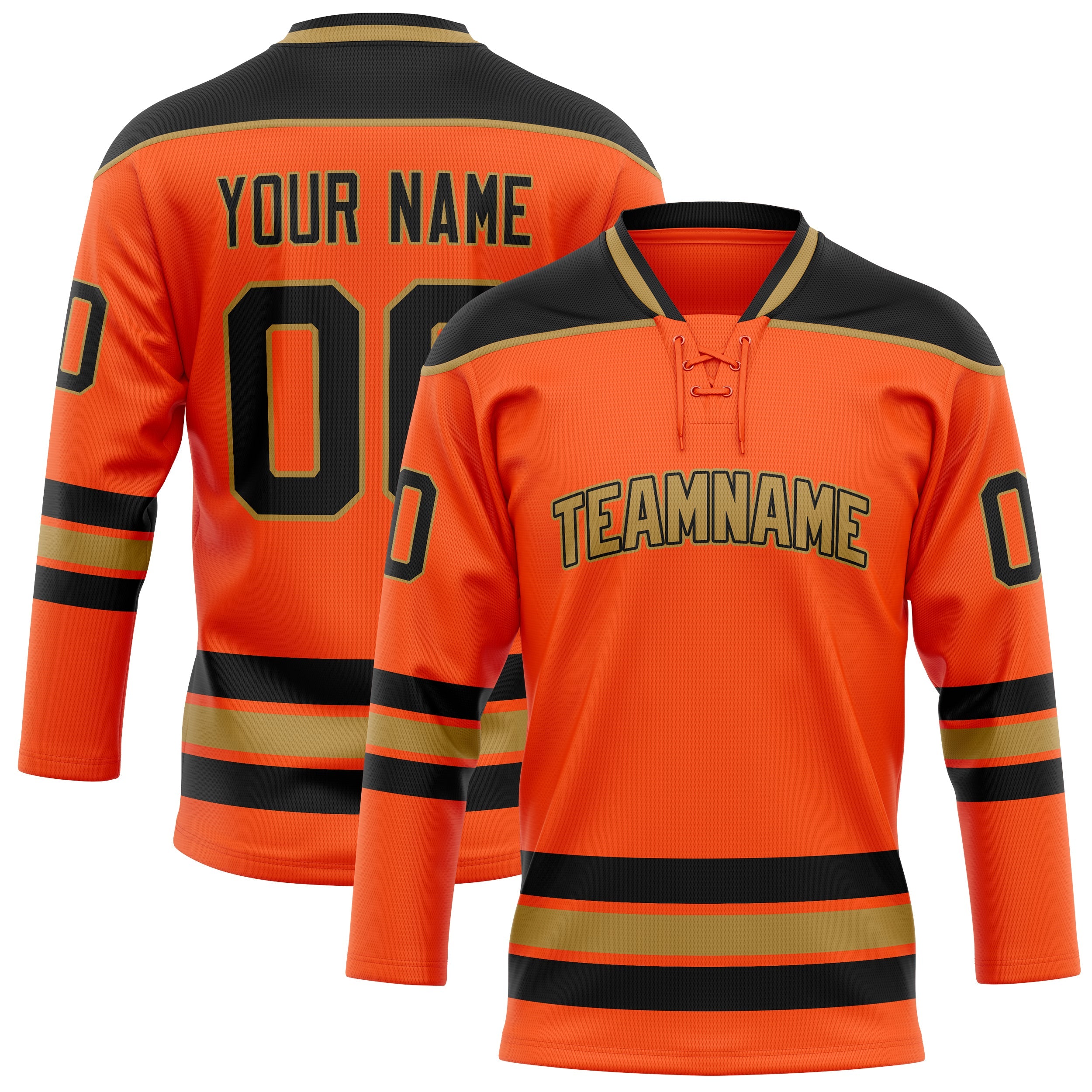 Custom Orange Black Solid Colour Hockey Jersey