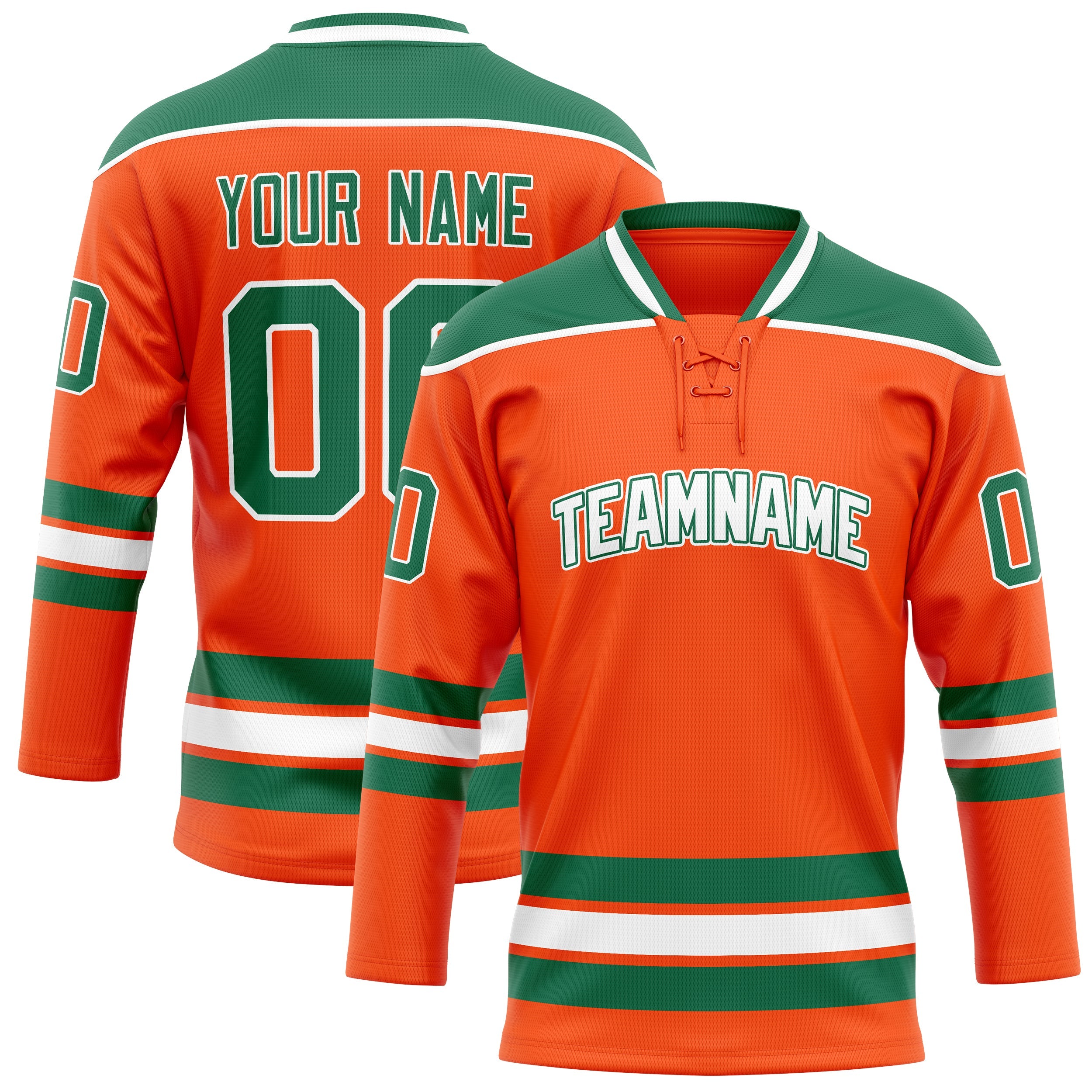 Custom Orange Kelly Green Solid Colour Hockey Jersey