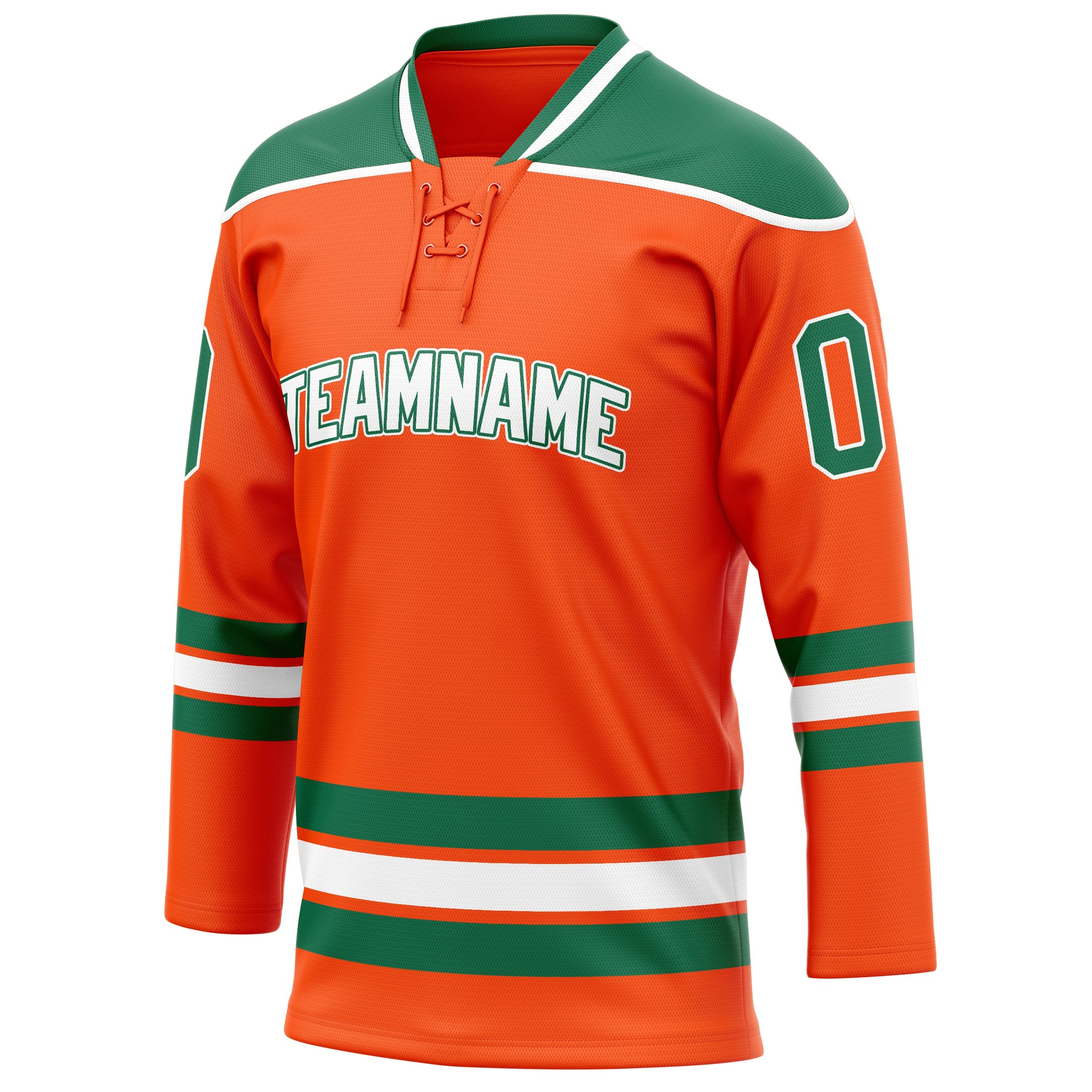 Custom Orange Kelly Green Solid Colour Hockey Jersey
