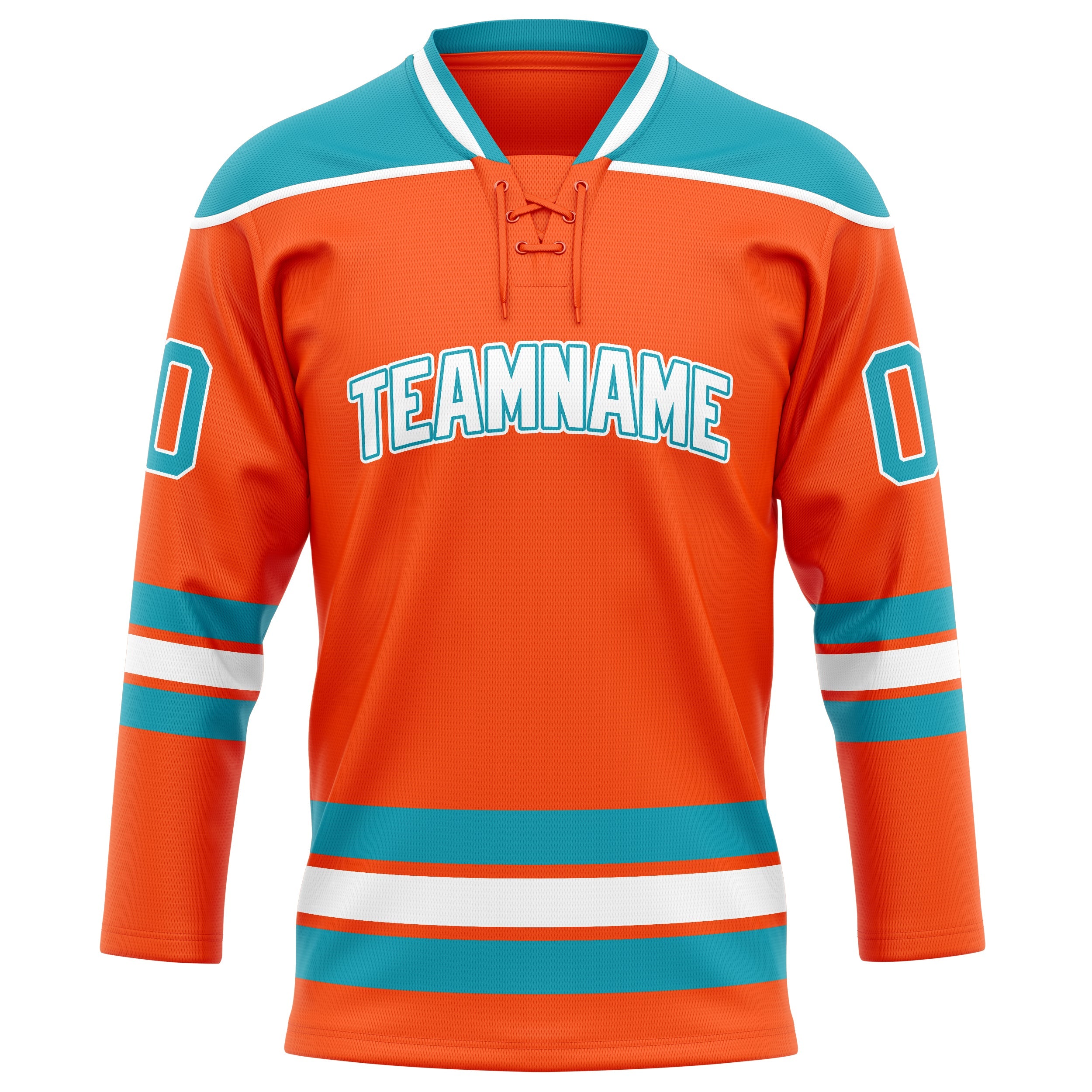Custom Orange Teal Solid Colour Hockey Jersey