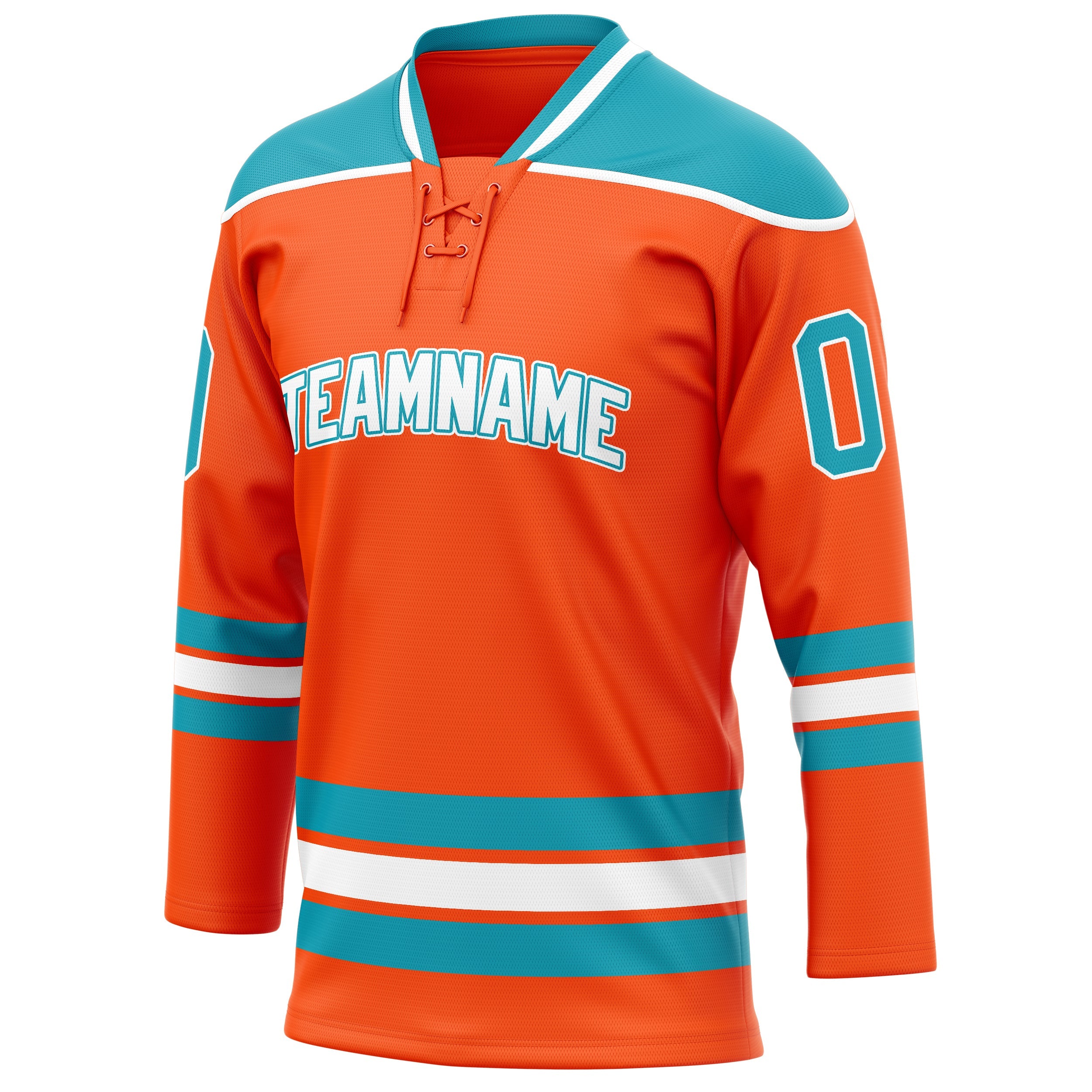 Custom Orange Teal Solid Colour Hockey Jersey