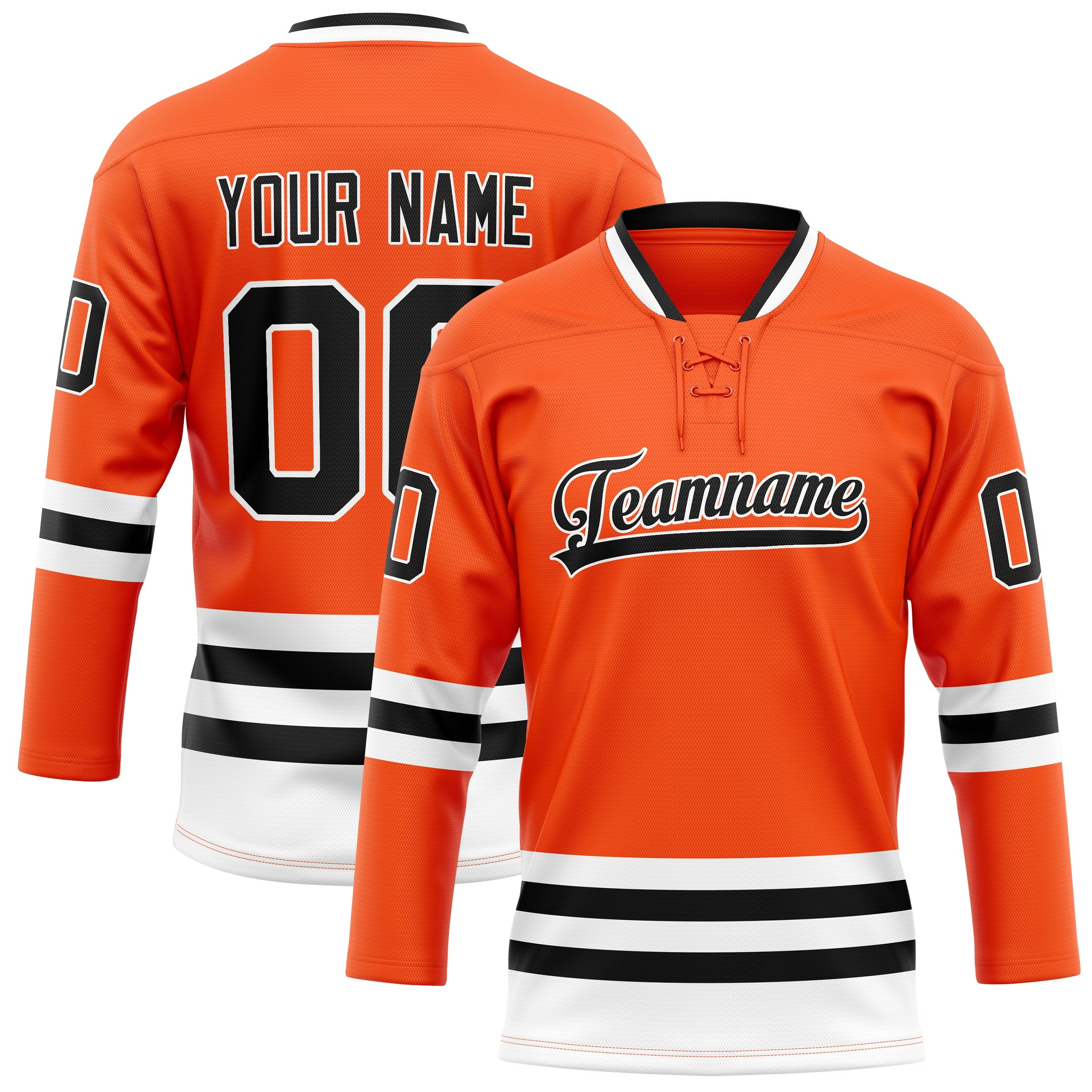Custom Orange Black Solid Colour Hockey Jersey