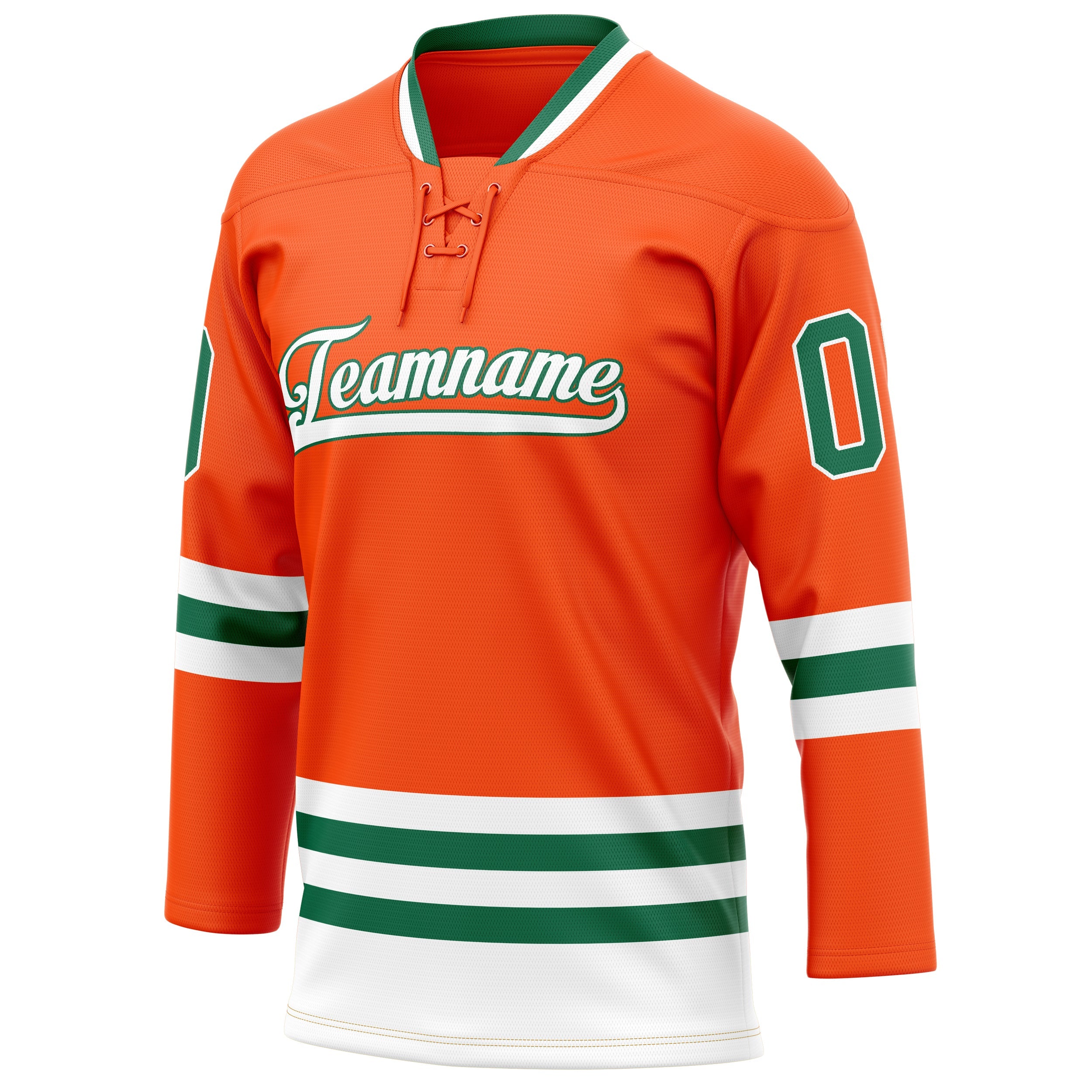 Custom Orange Kelly Green Solid Colour Hockey Jersey