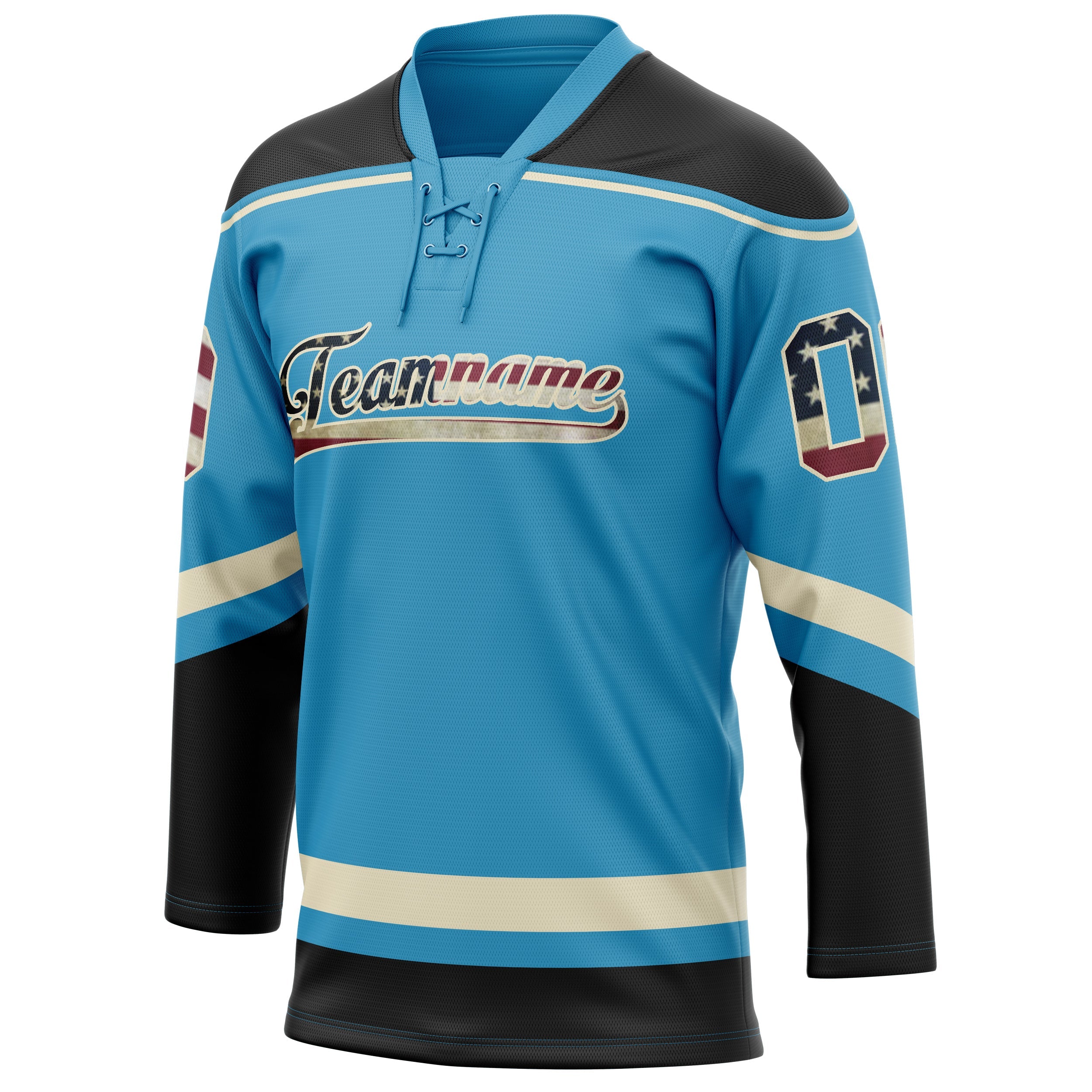 Custom Panther Blue Black Solid Colour Hockey Jersey