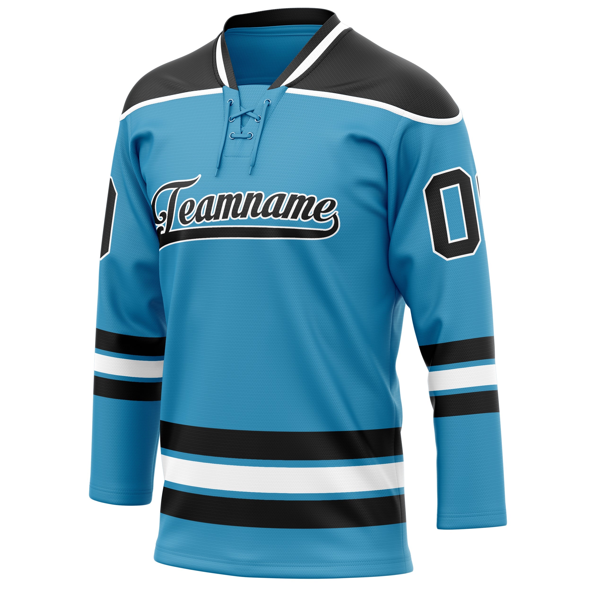 Custom Panther Blue Black Solid Colour Hockey Jersey