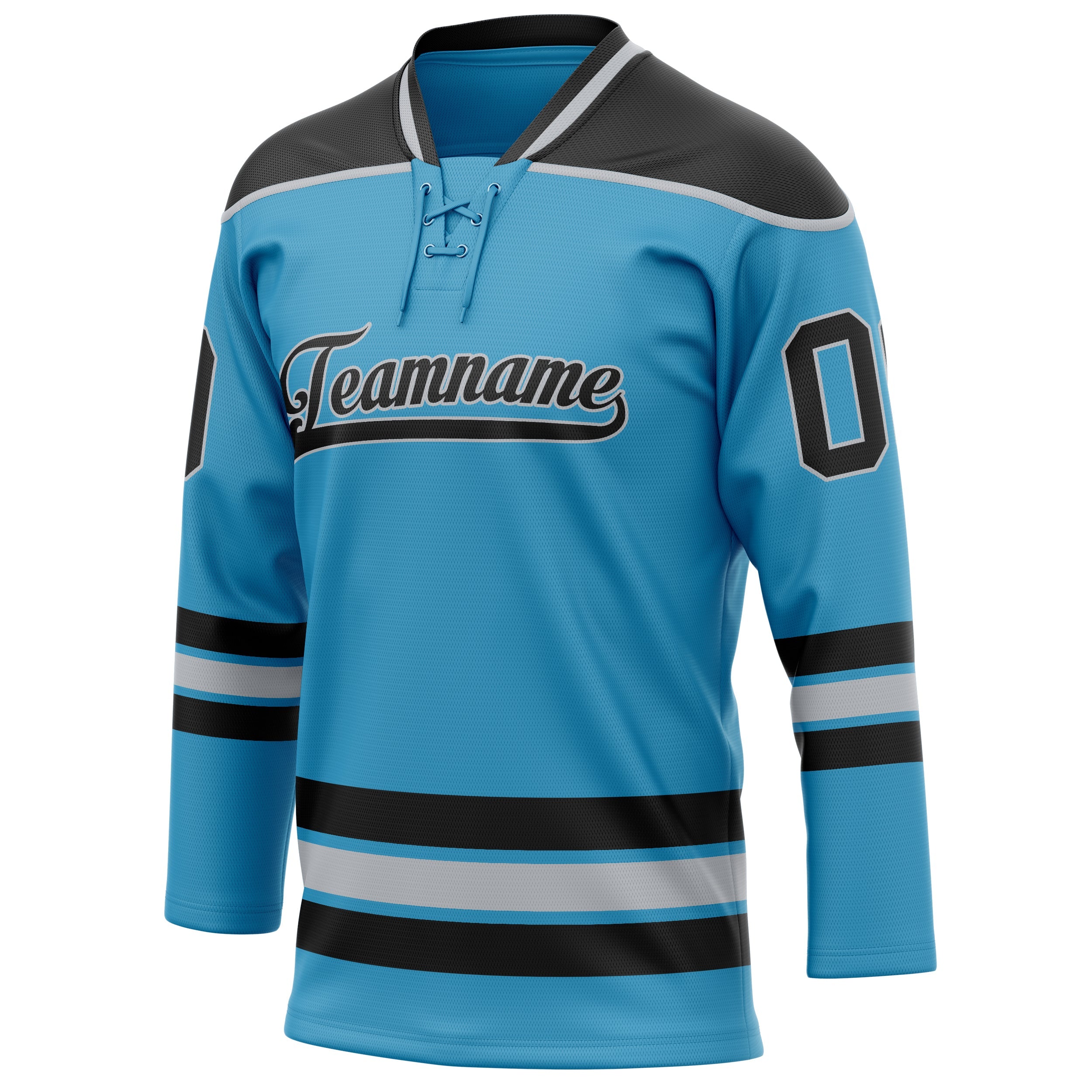 Custom Panther Blue Black Solid Colour Hockey Jersey