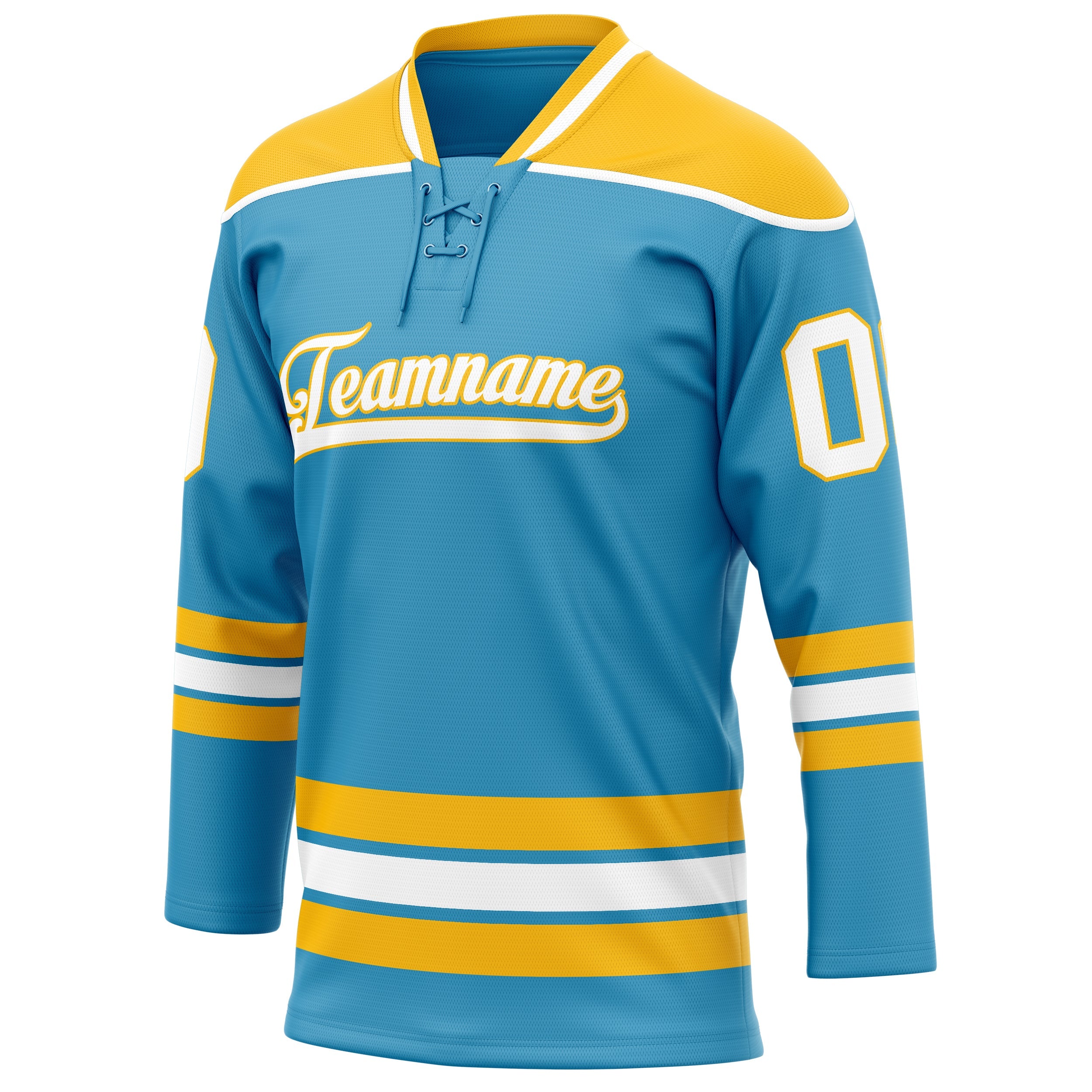 Custom Panther Blue Gold Solid Colour Hockey Jersey