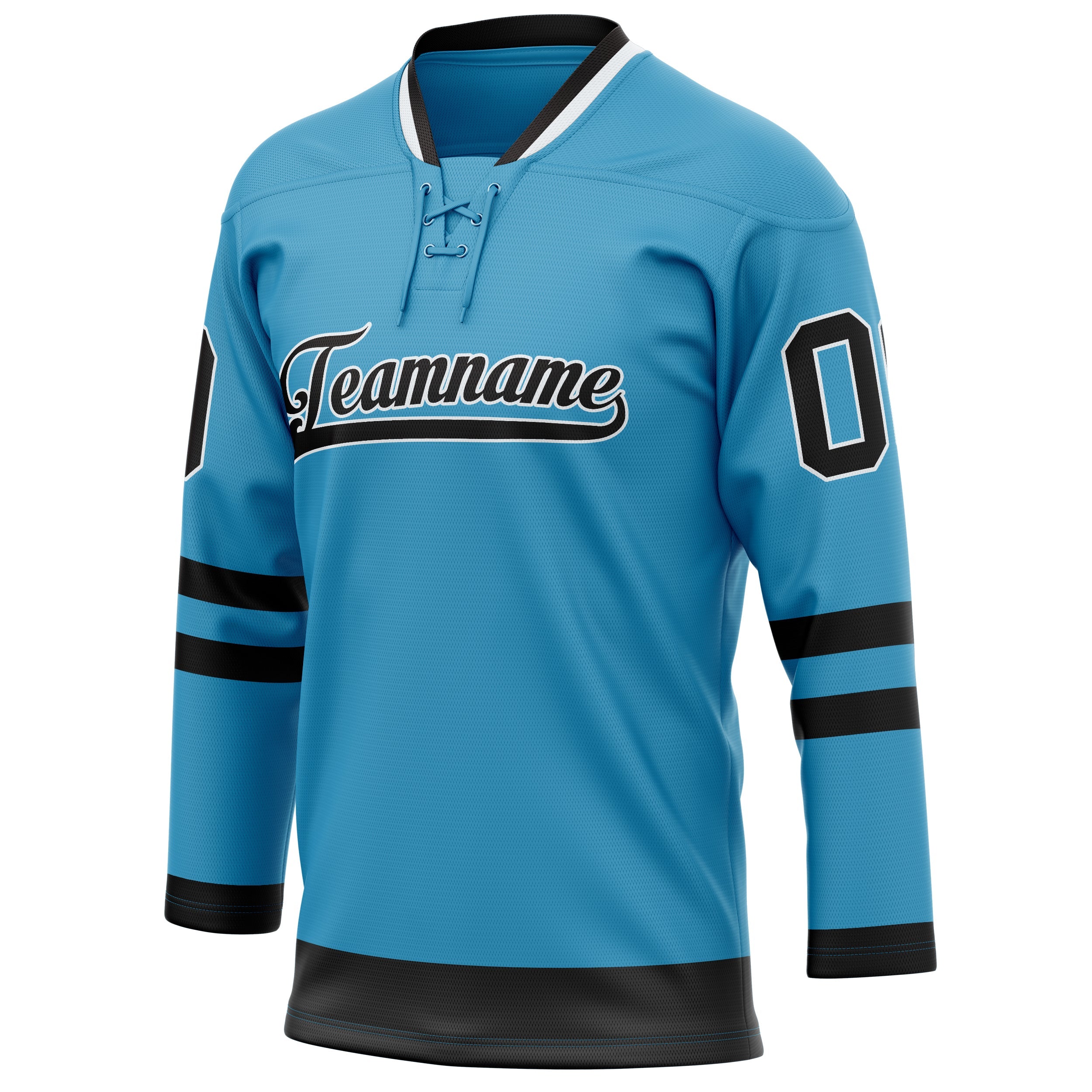 Custom Panther Blue Black Solid Colour Hockey Jersey