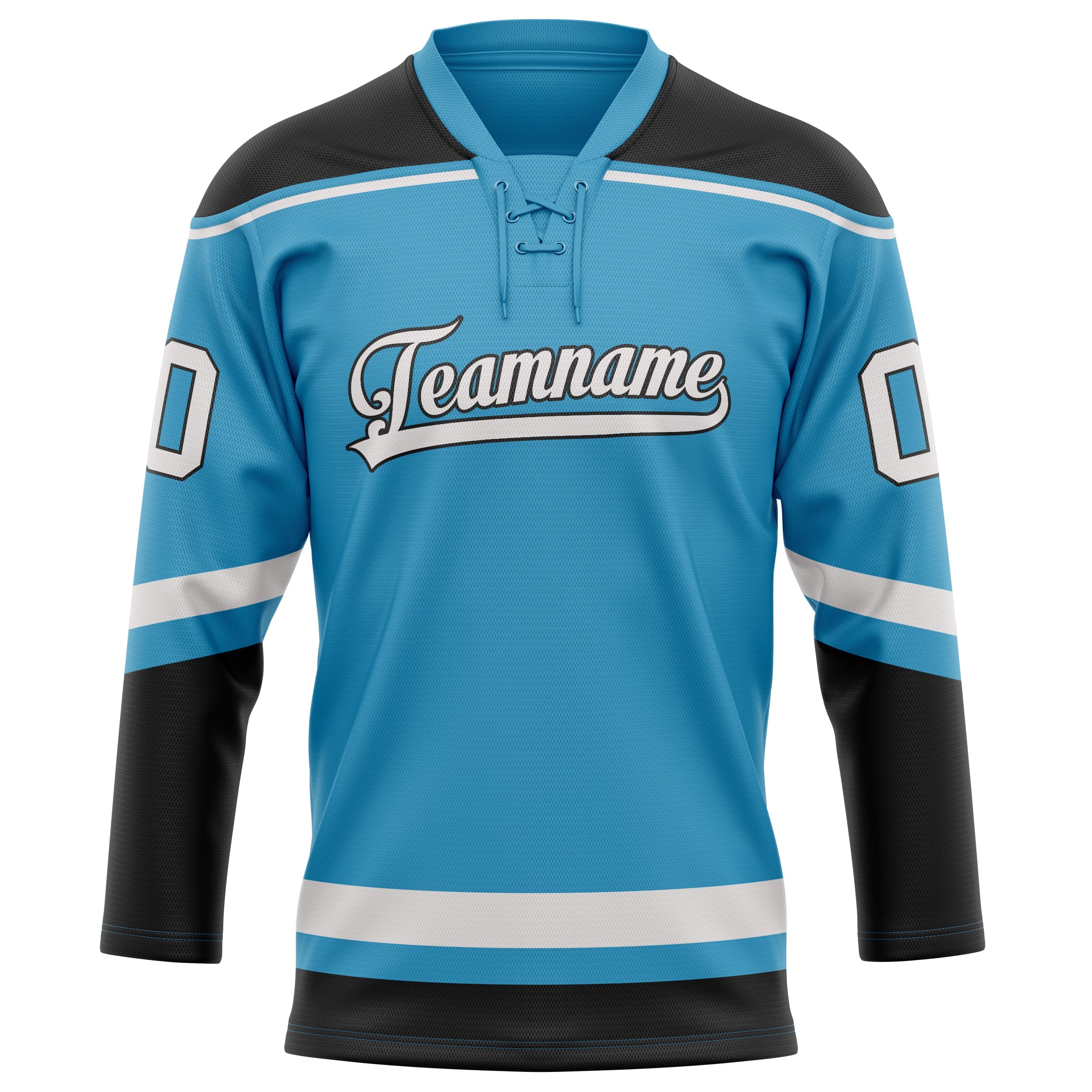 Custom Panther Blue Black Solid Colour Hockey Jersey