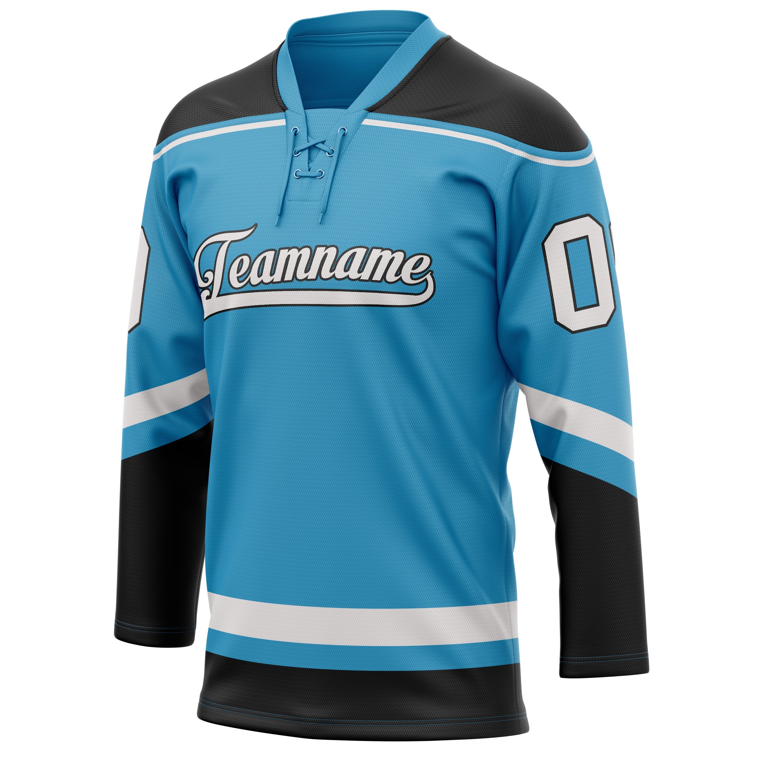 Custom Panther Blue Black Solid Colour Hockey Jersey