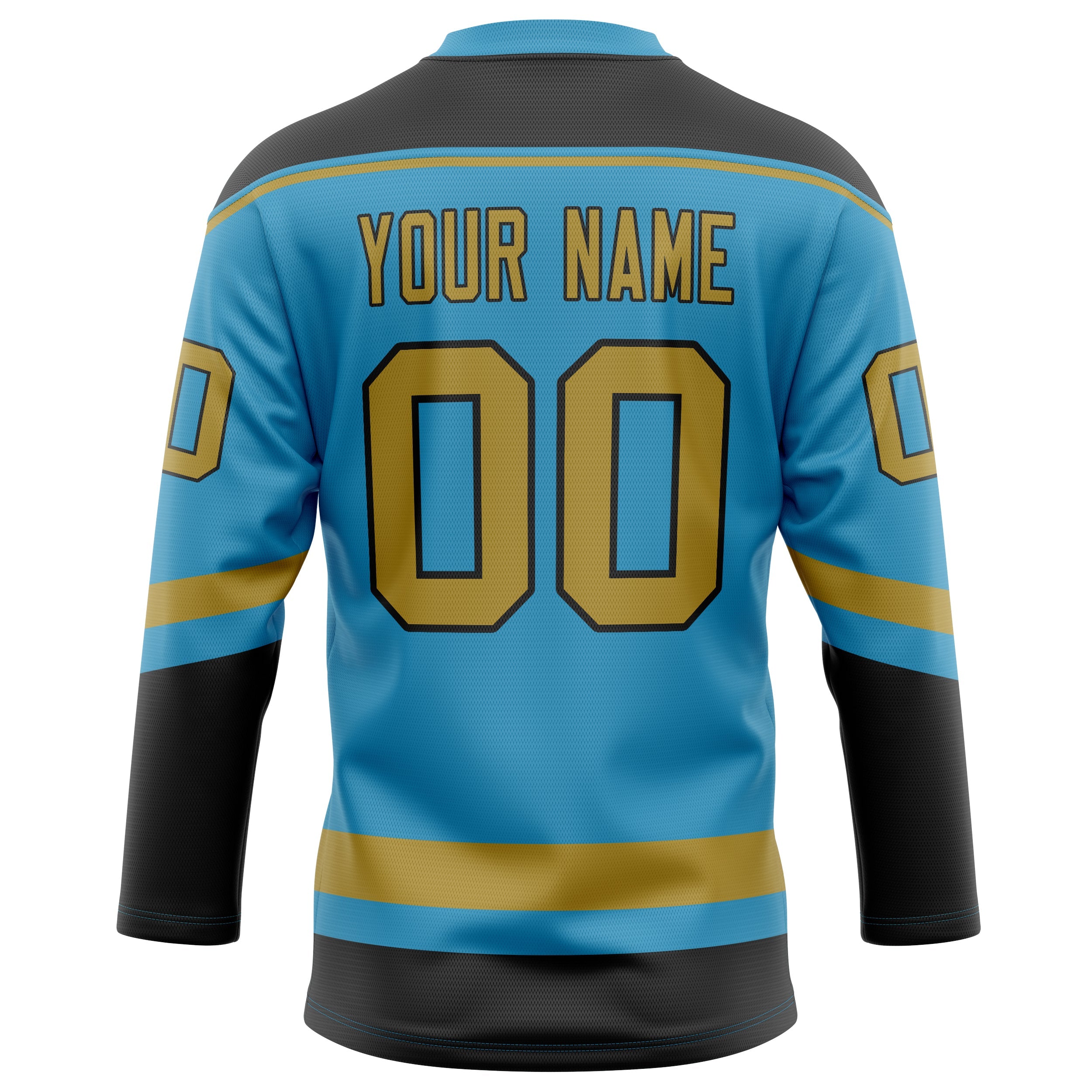 Custom Panther Blue Old Gold Solid Colour Hockey Jersey