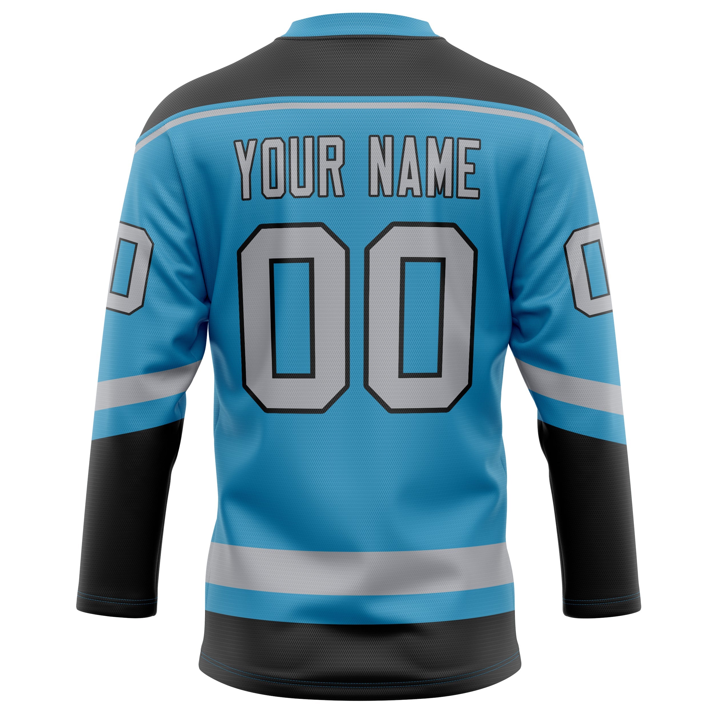 Custom Panther Blue Gray Solid Colour Hockey Jersey