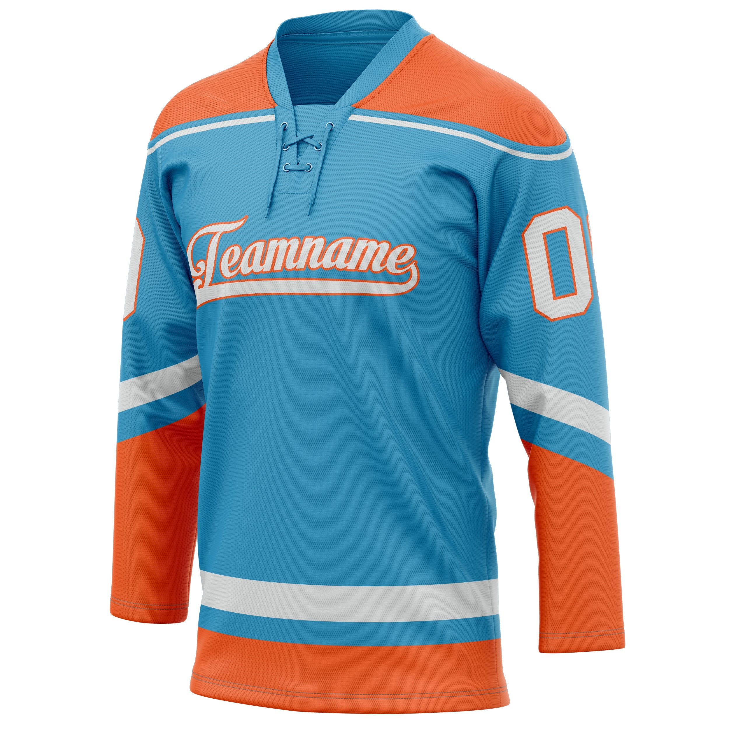 Custom Panther Blue Orange Solid Colour Hockey Jersey