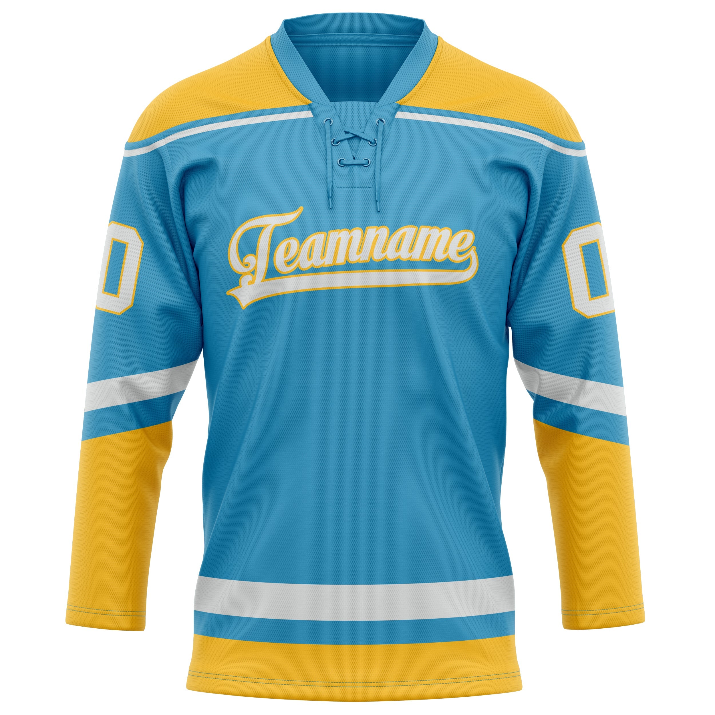 Custom Panther Blue Gold Solid Colour Hockey Jersey