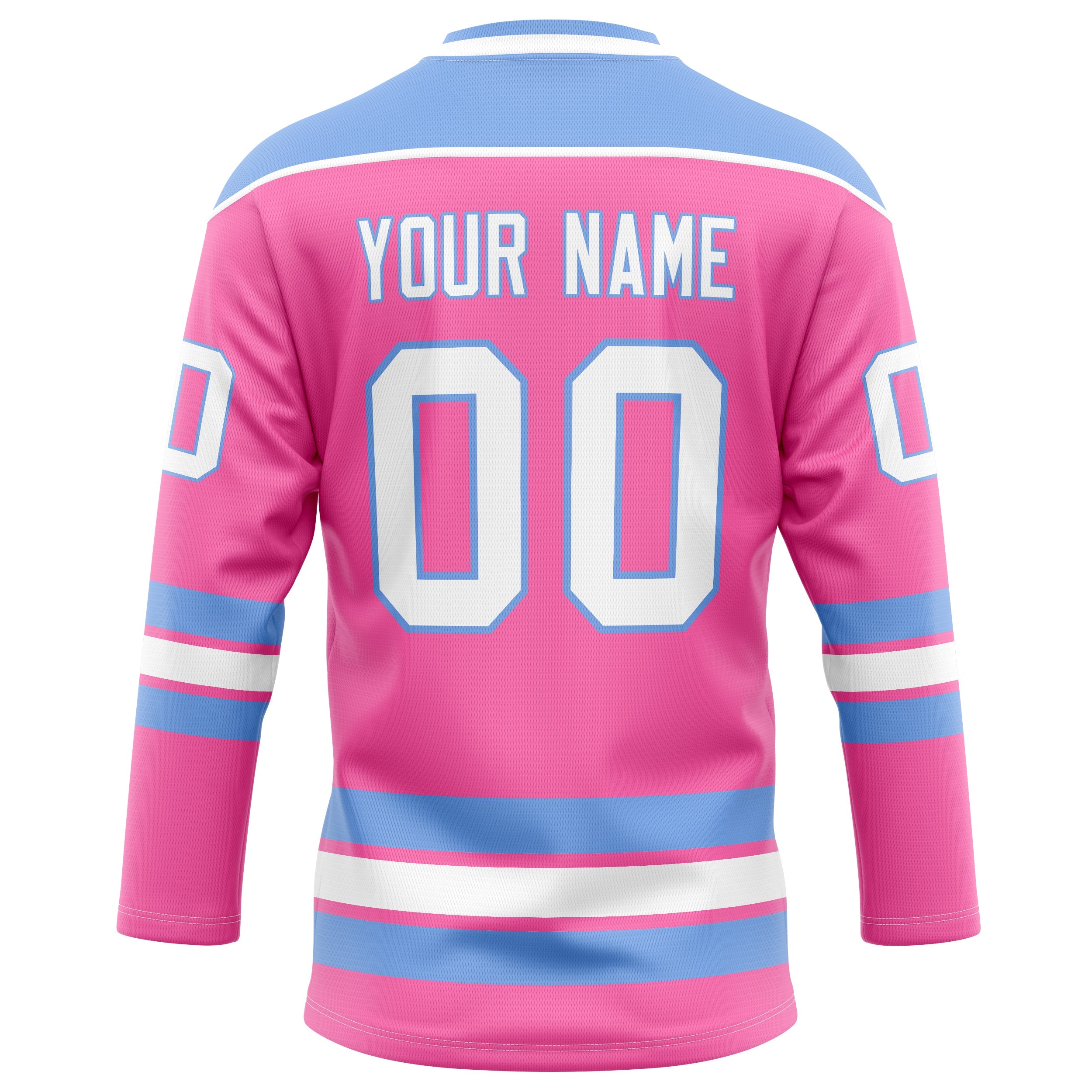 Custom Pink Light Blue Solid Colour Hockey Jersey