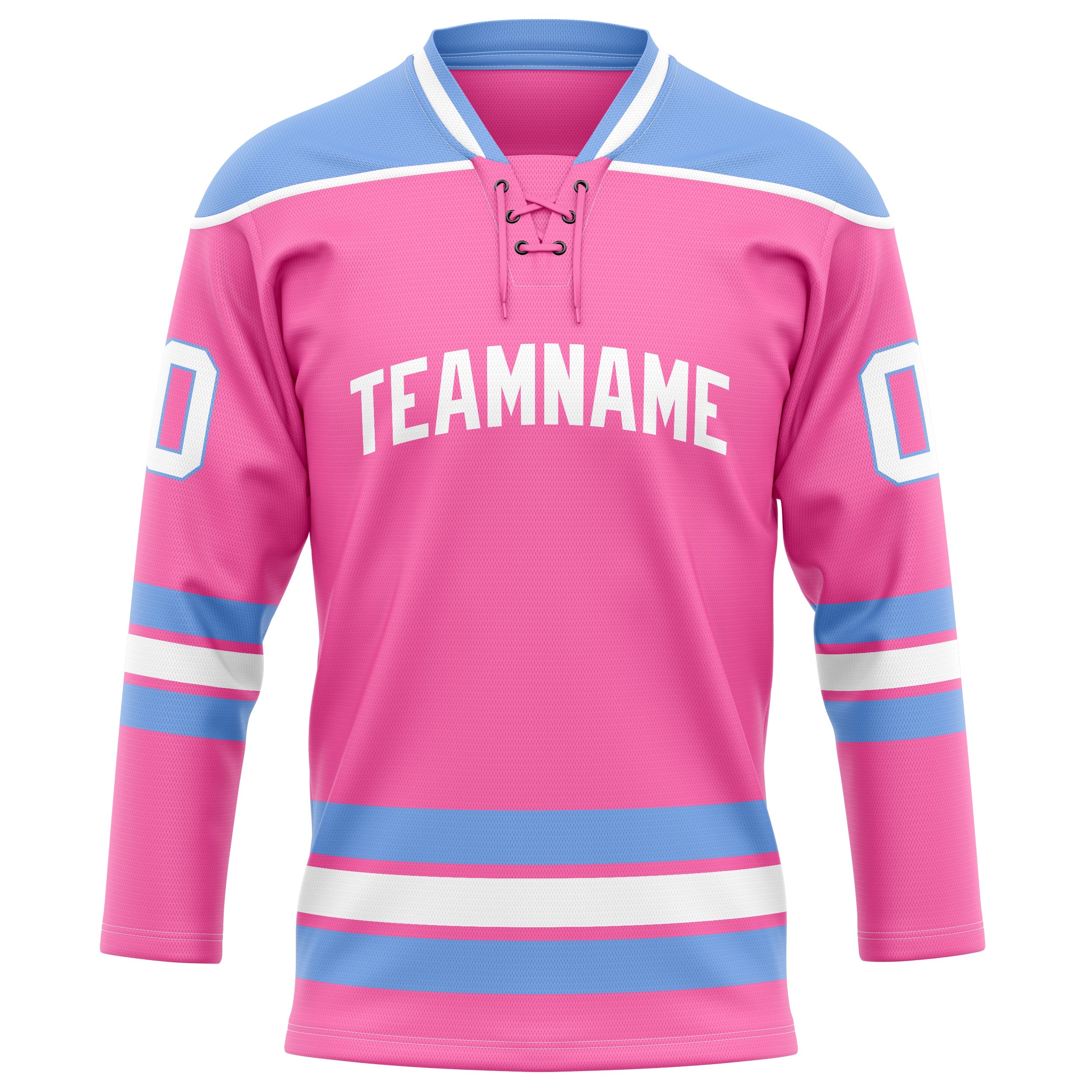 Custom Pink Light Blue Solid Colour Hockey Jersey