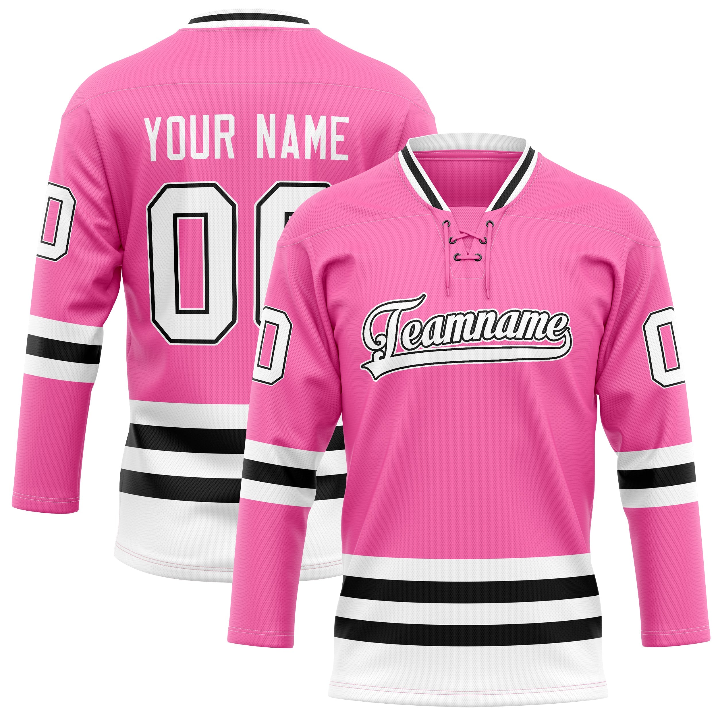 Custom Pink Black Solid Colour Hockey Jersey