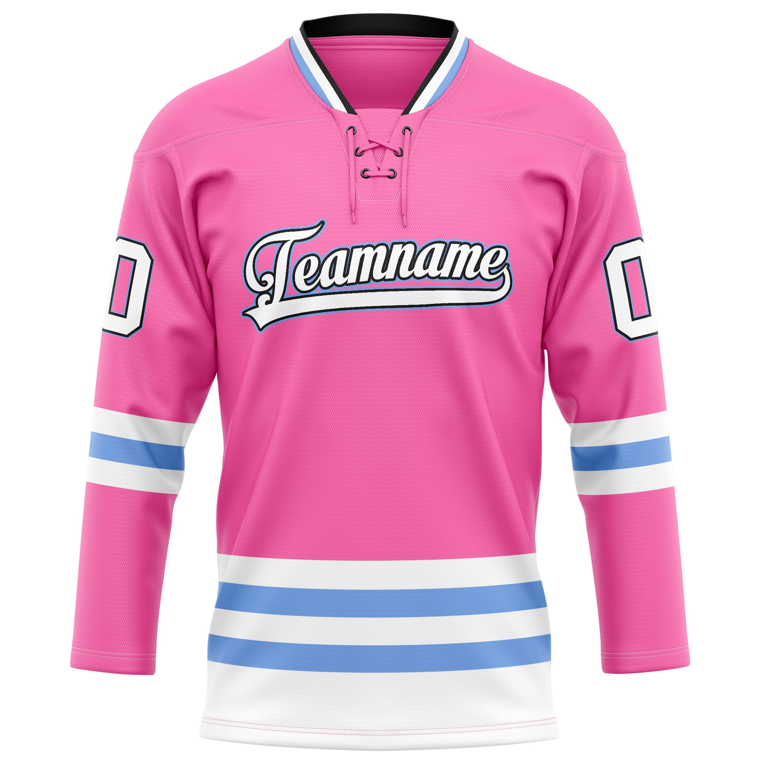 Custom Pink Light Blue Solid Colour Hockey Jersey