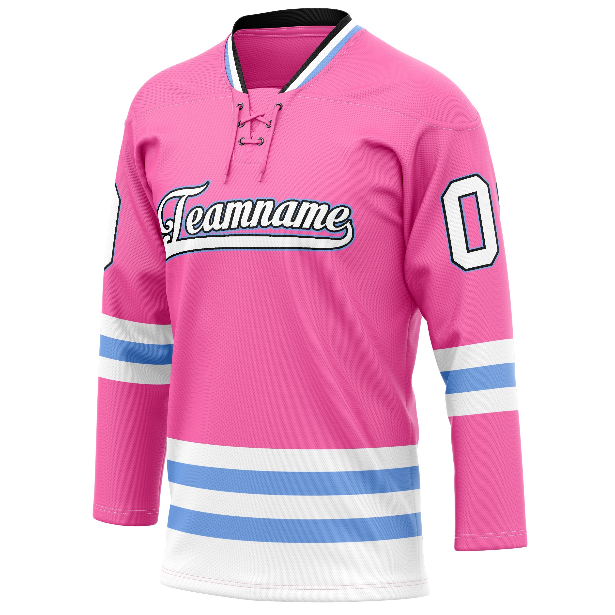 Custom Pink Light Blue Solid Colour Hockey Jersey