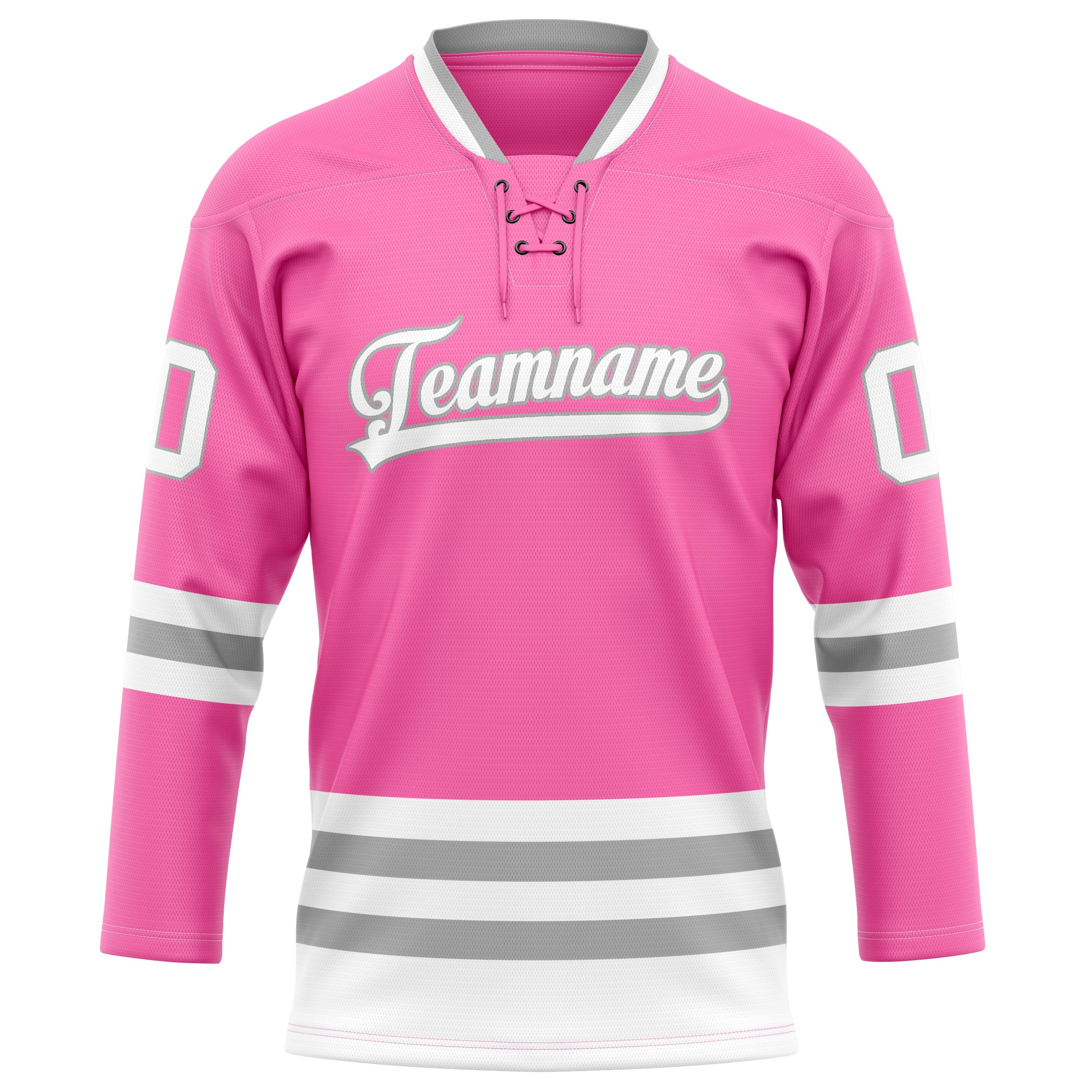 Custom Pink Gray Solid Colour Hockey Jersey