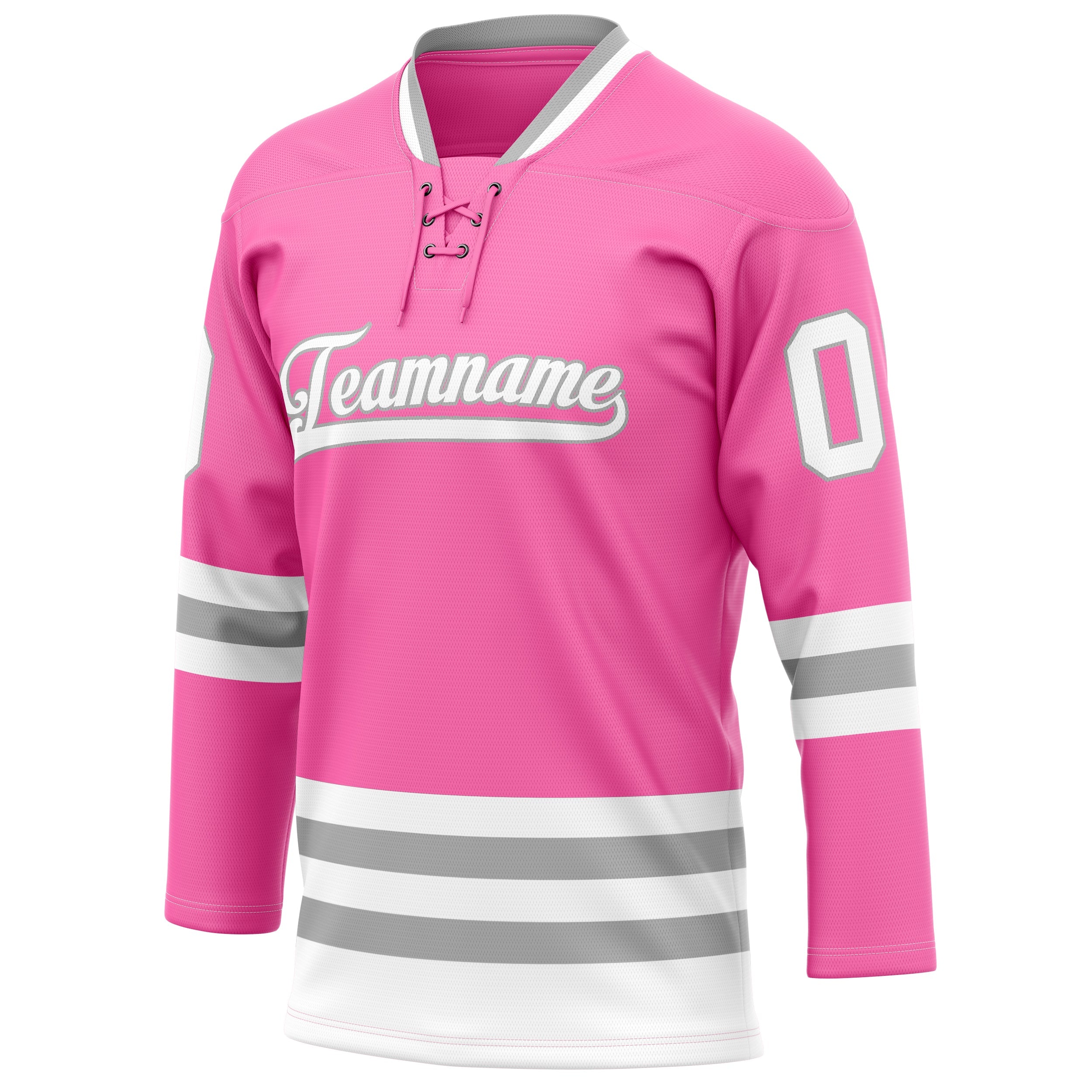 Custom Pink Gray Solid Colour Hockey Jersey