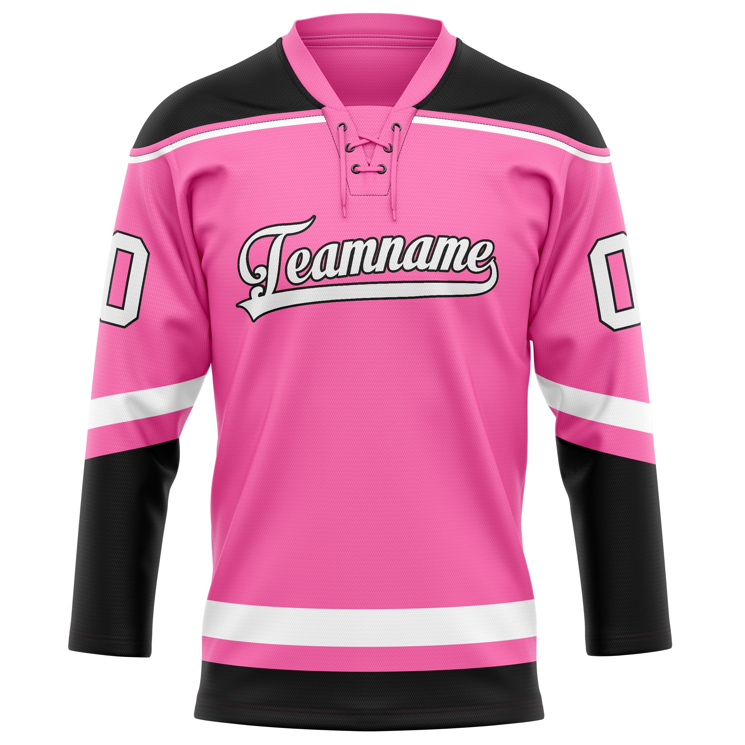 Custom Pink Black Solid Colour Hockey Jersey