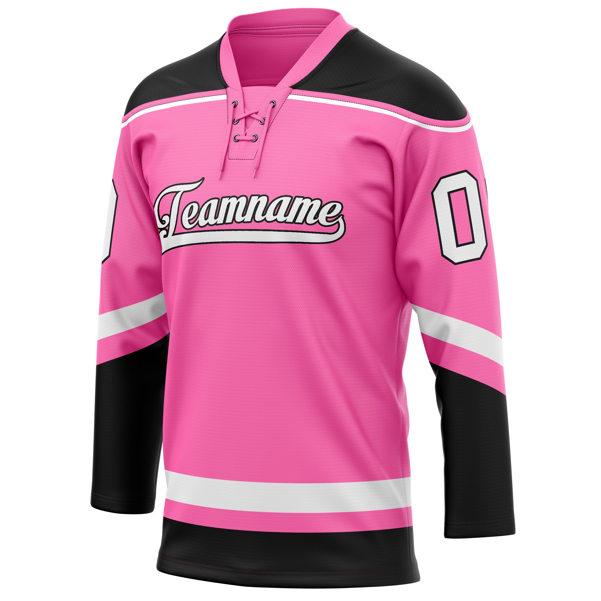 Custom Pink Black Solid Colour Hockey Jersey
