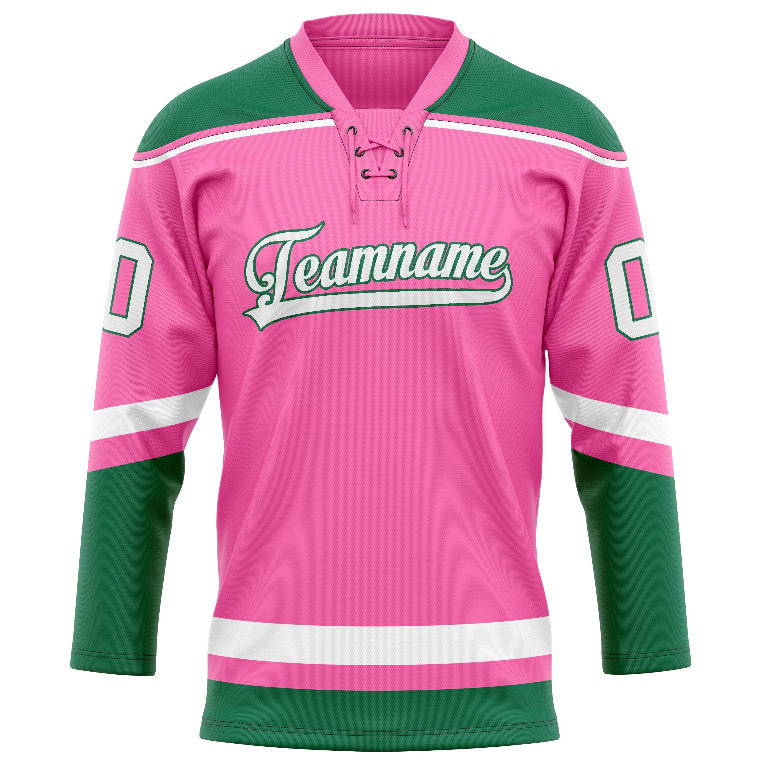 Custom Pink Kelly Green Solid Colour Hockey Jersey