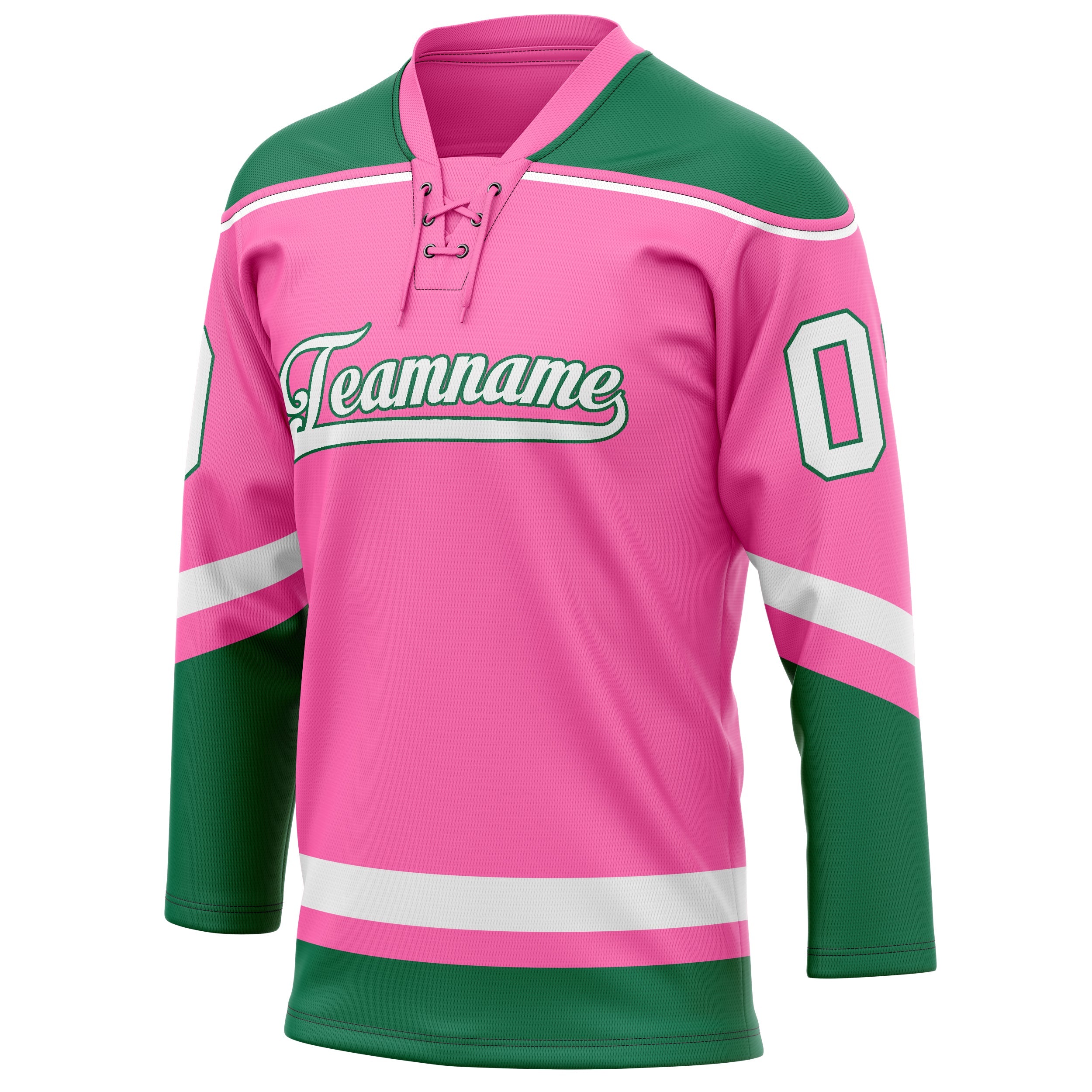 Custom Pink Kelly Green Solid Colour Hockey Jersey