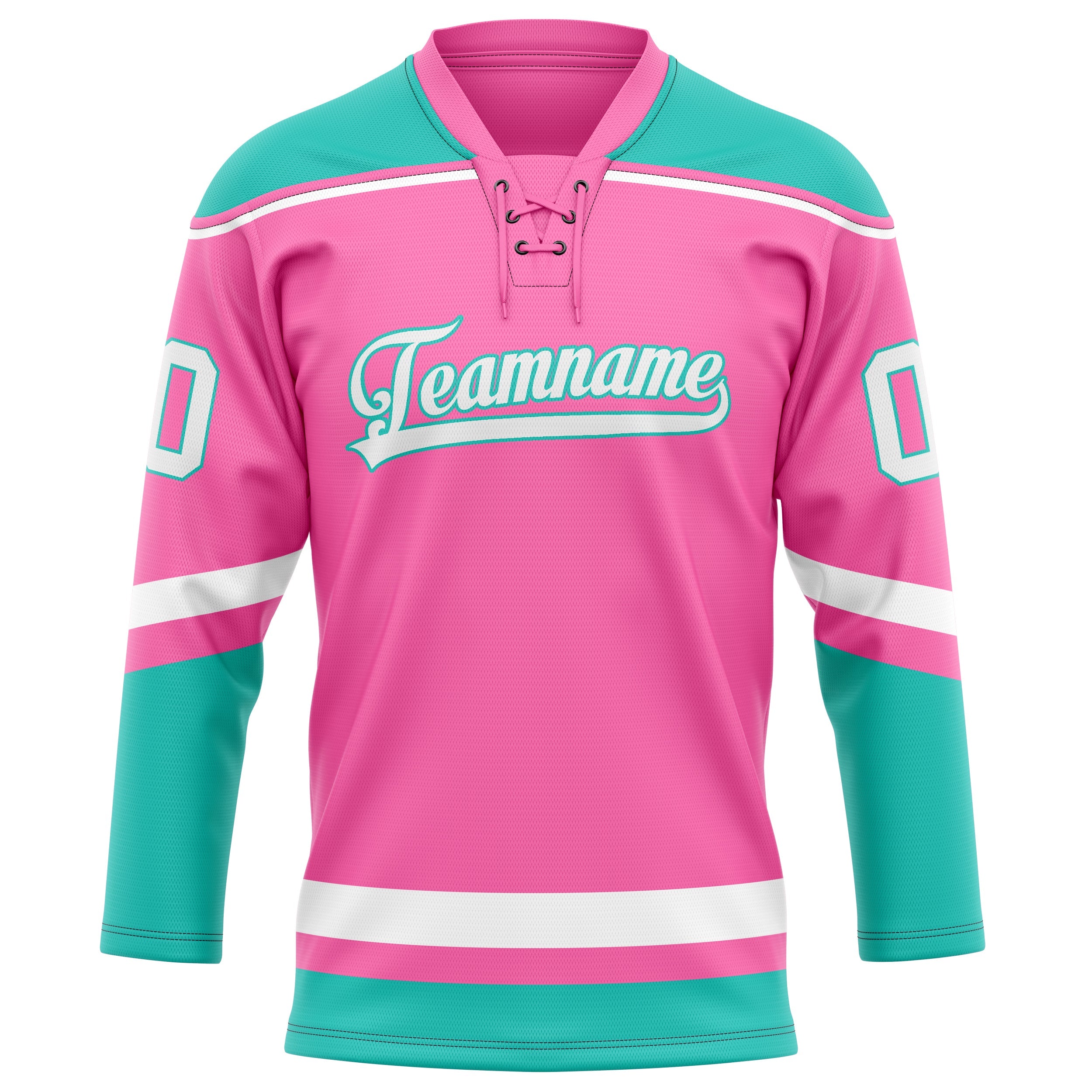 Custom Pink Teal Solid Colour Hockey Jersey