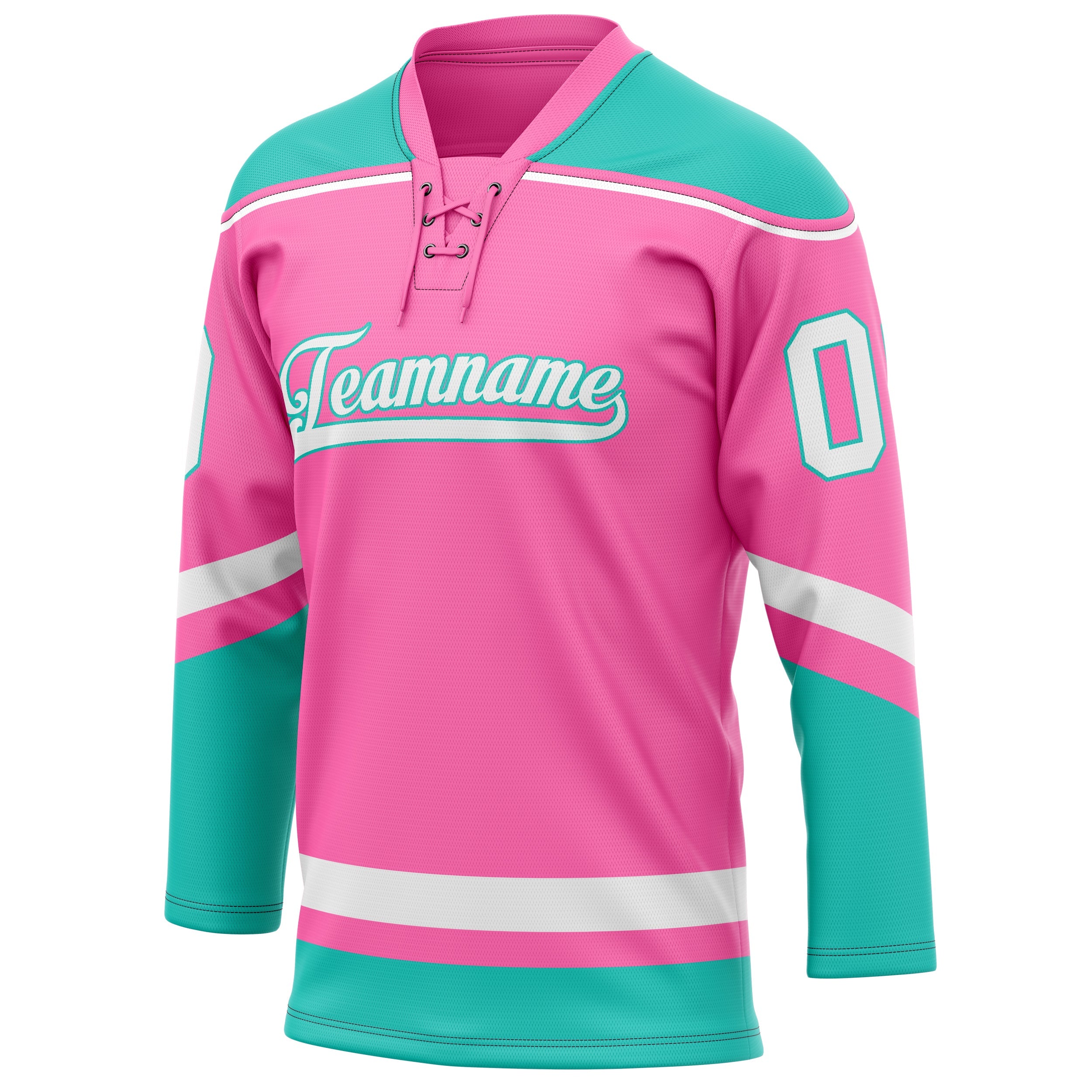 Custom Pink Teal Solid Colour Hockey Jersey