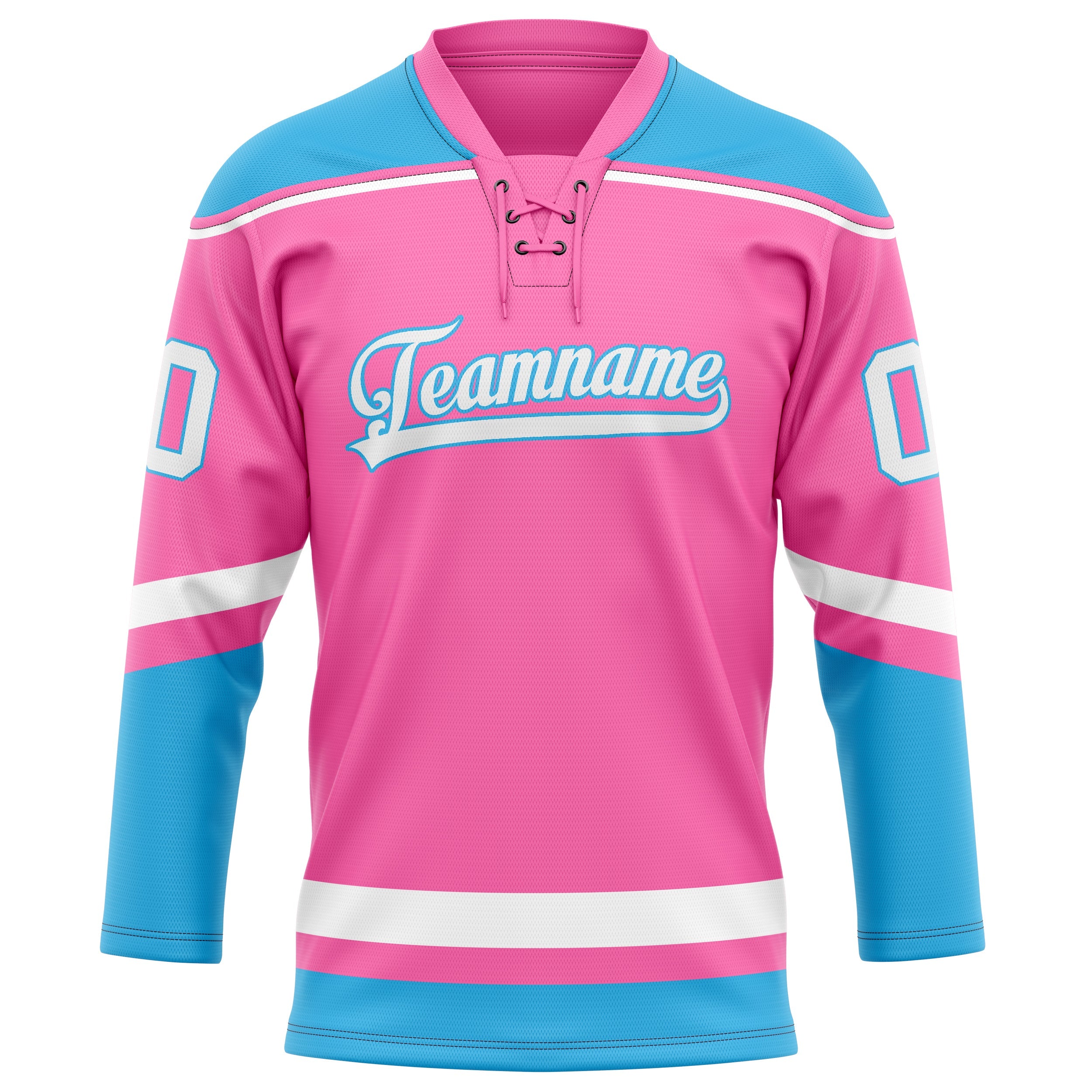 Custom Pink Blue Solid Colour Hockey Jersey