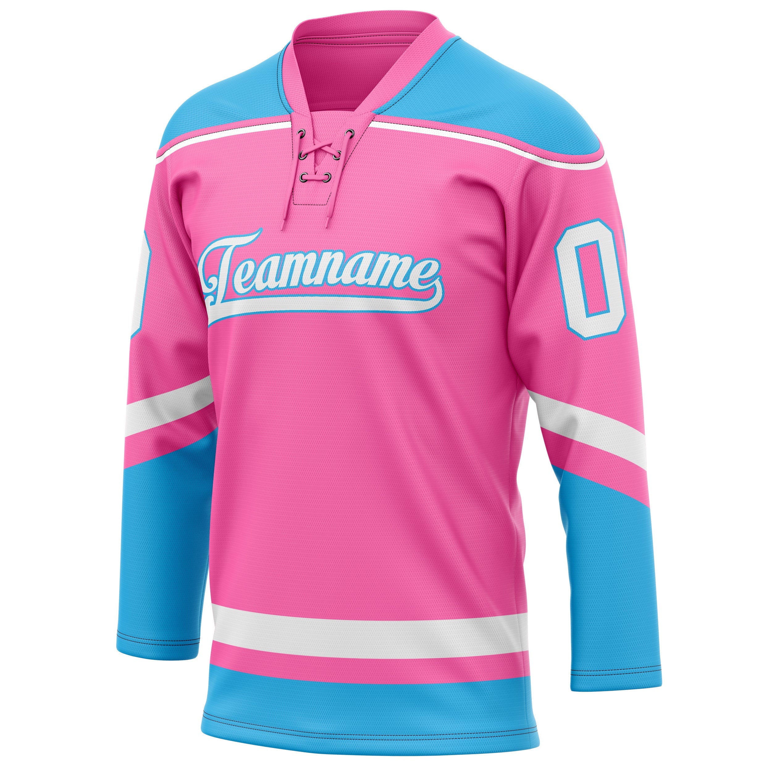 Custom Pink Blue Solid Colour Hockey Jersey