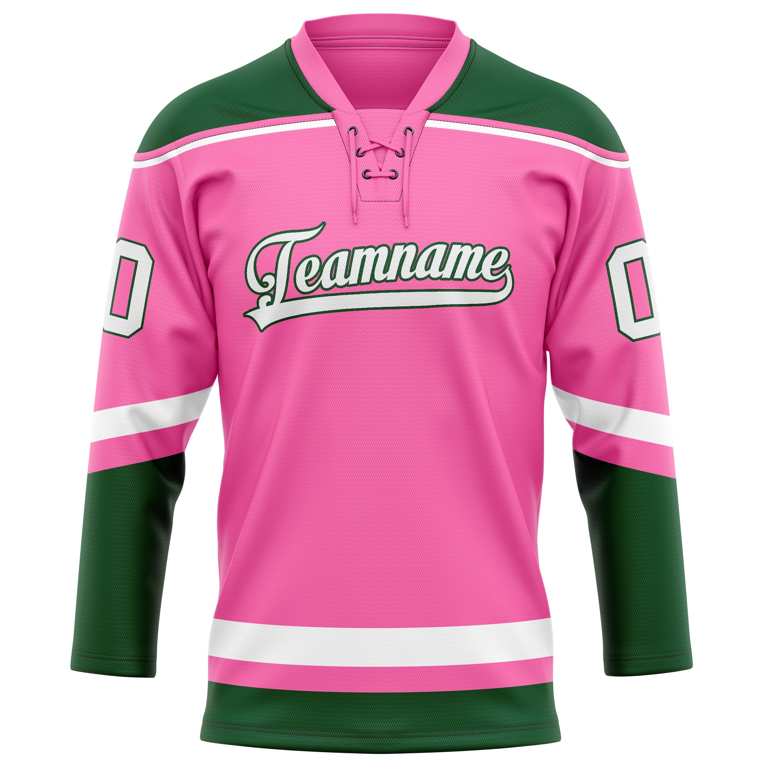 Custom Pink Kelly Green Solid Colour Hockey Jersey